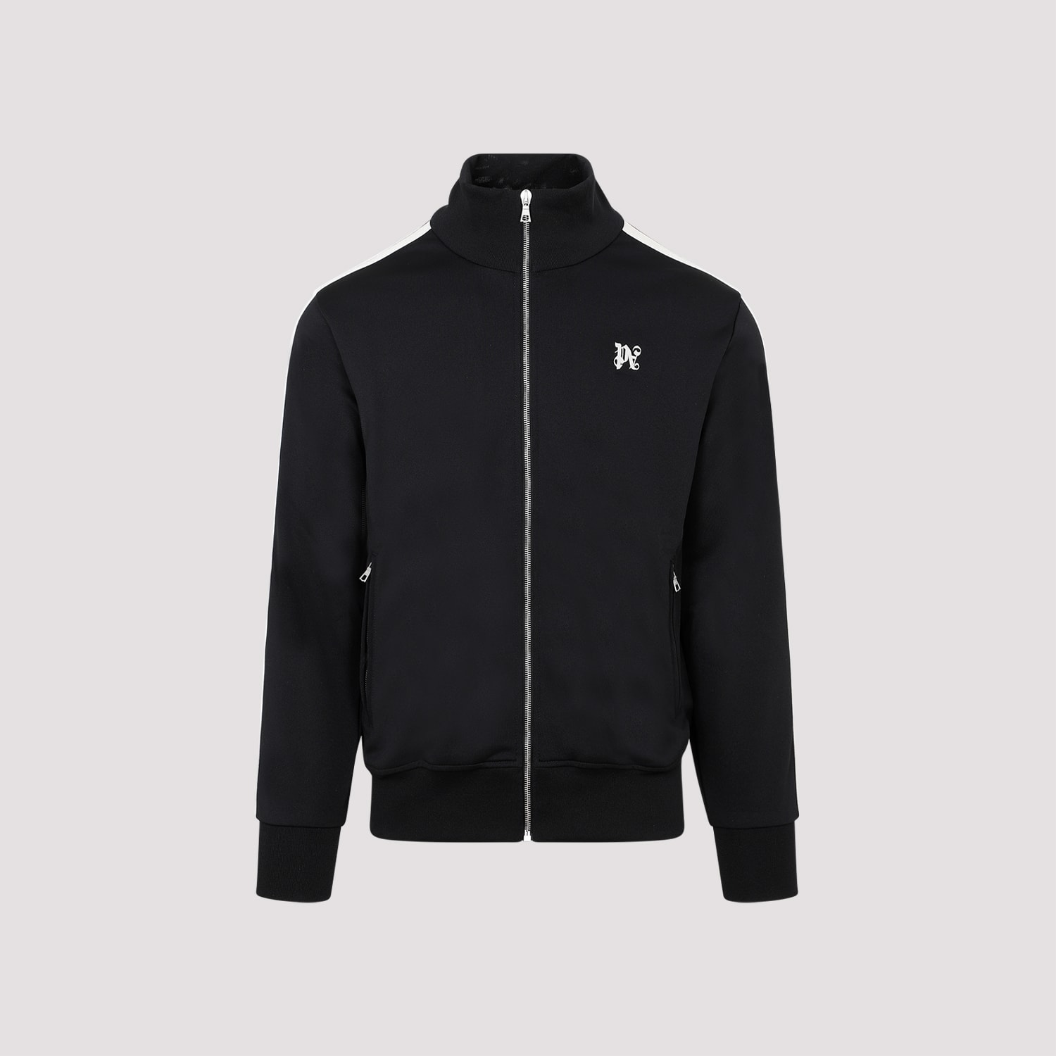 Shop Palm Angels Monogram Classic Track Jacket In Black Off White