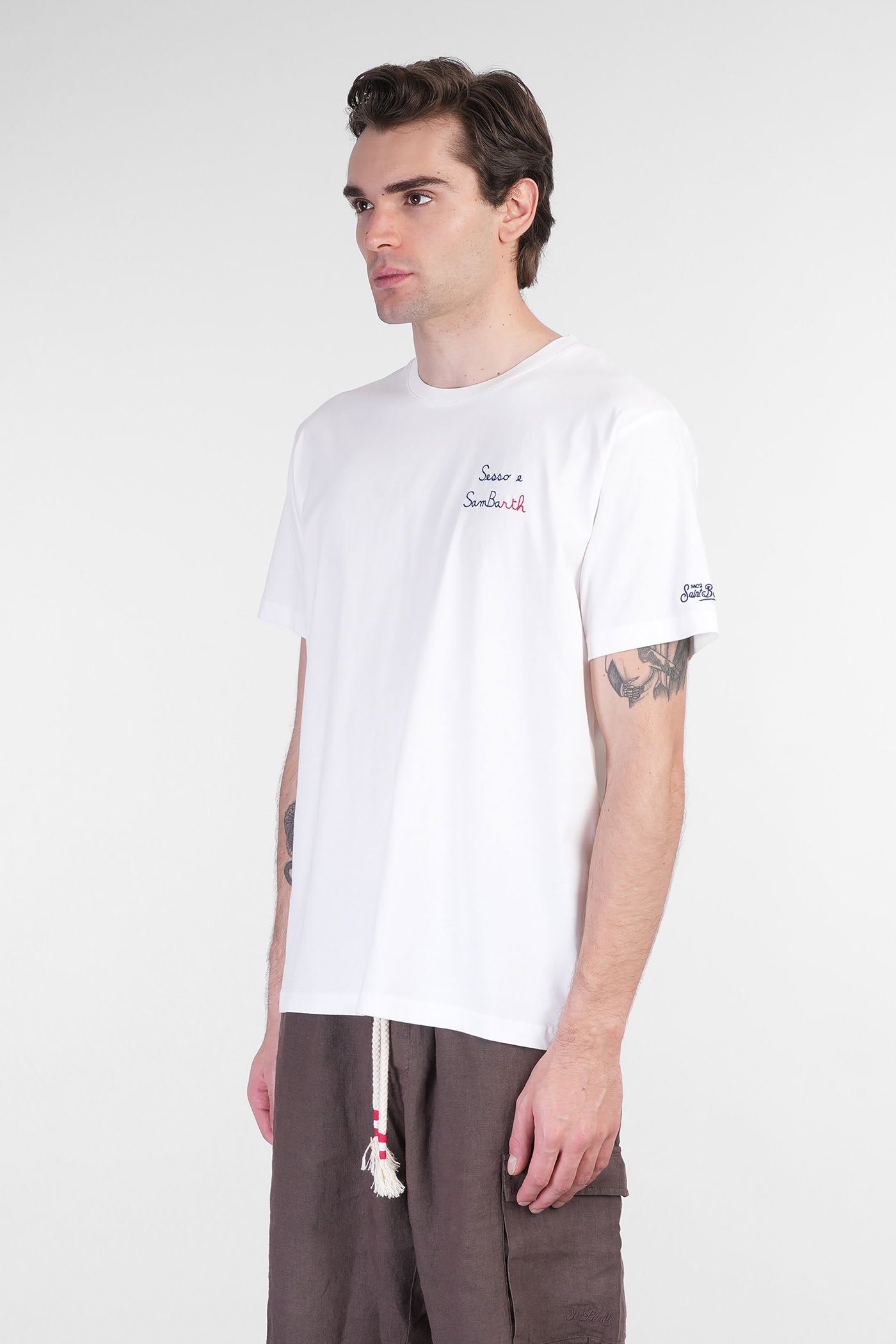 Mc2 Saint Barth Tshirt Man T-shirt In White Cotton In White