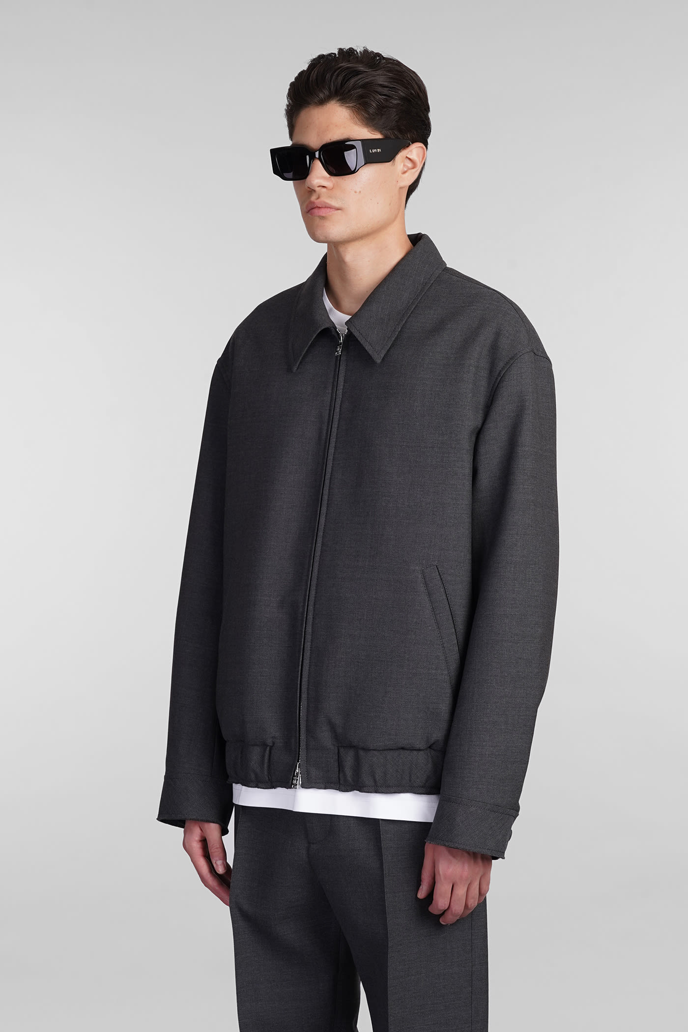 Shop Lanvin Casual Jacket In Grey Wool