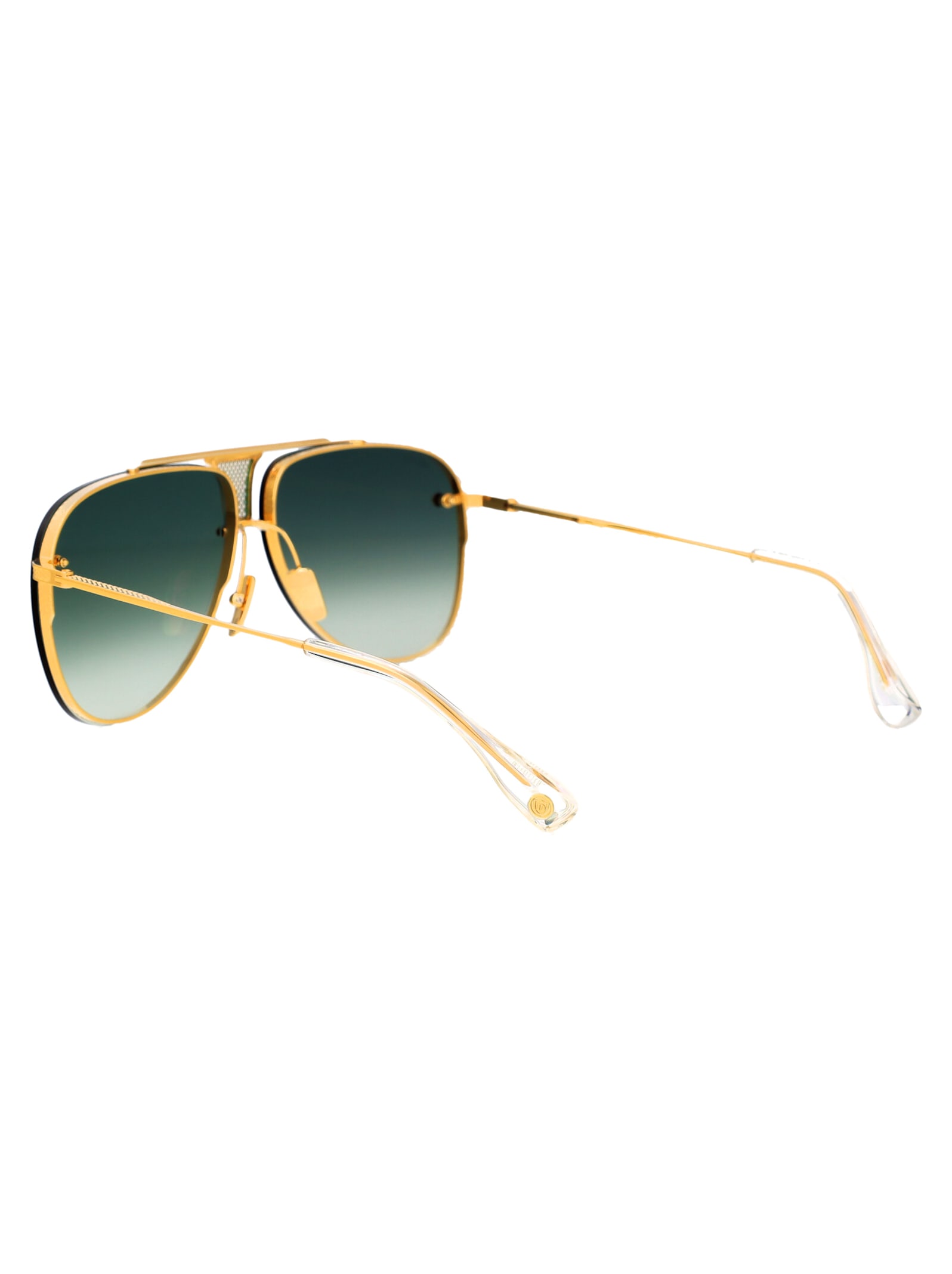 Shop Dita Decade-two Sunglasses In Yellow Gold - Crystal Clear W/ Green