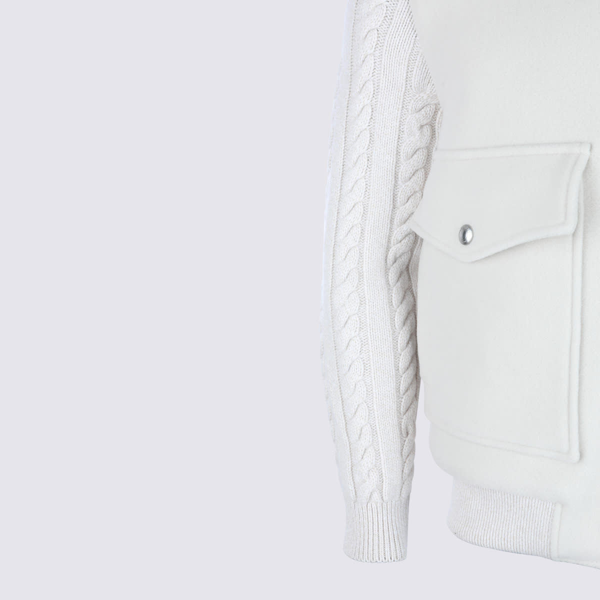 Eleventy Jacket With Beige Knitted Inserts In Gray