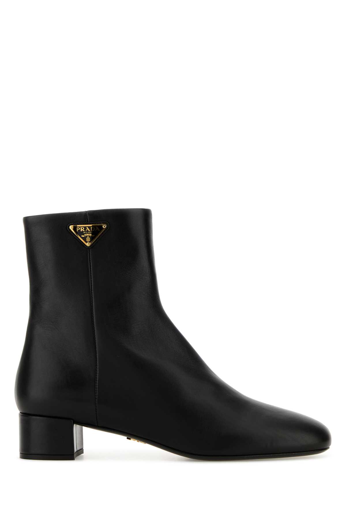 Shop Prada Black Leather Ankle Boots In Nero