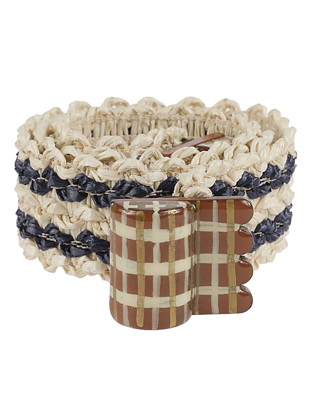 Exquisite J Striped Raffia Belt In Pattern