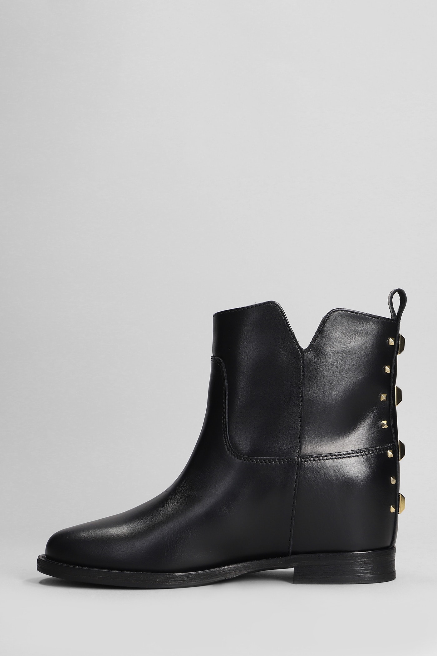 VIA ROMA 15 ANKLE BOOTS INSIDE WEDGE IN BLACK LEATHER