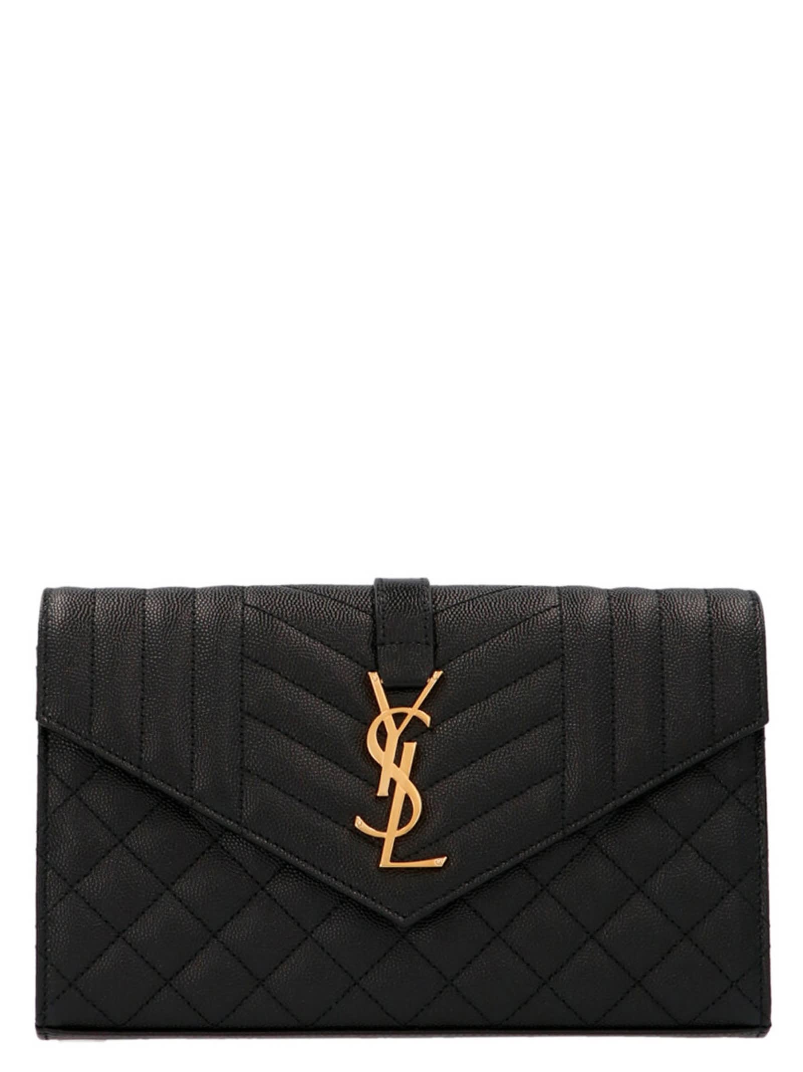 Saint Laurent Monogram Clutch In Black