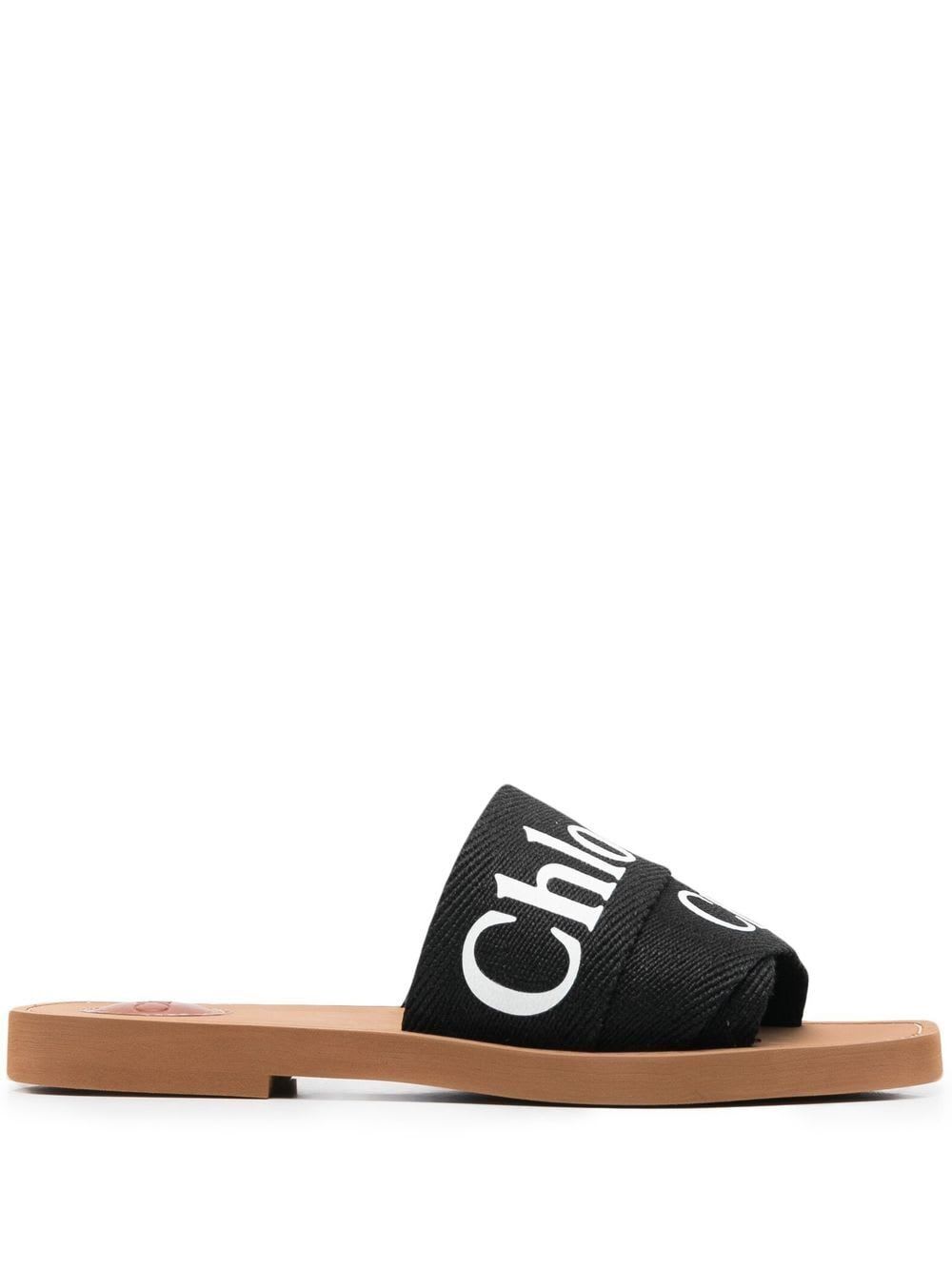 Shop Chloé Woody Sandal In Black