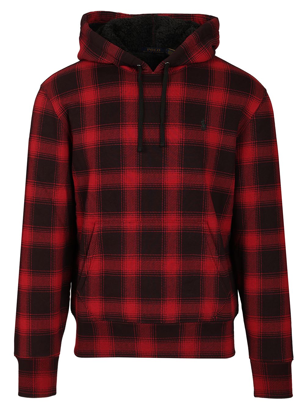 Ralph Lauren Checked Fleece Hoodie In Red