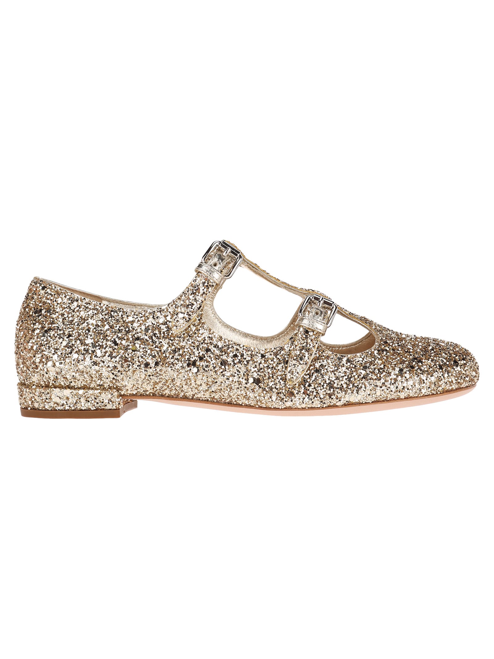 miu miu gold glitter shoes