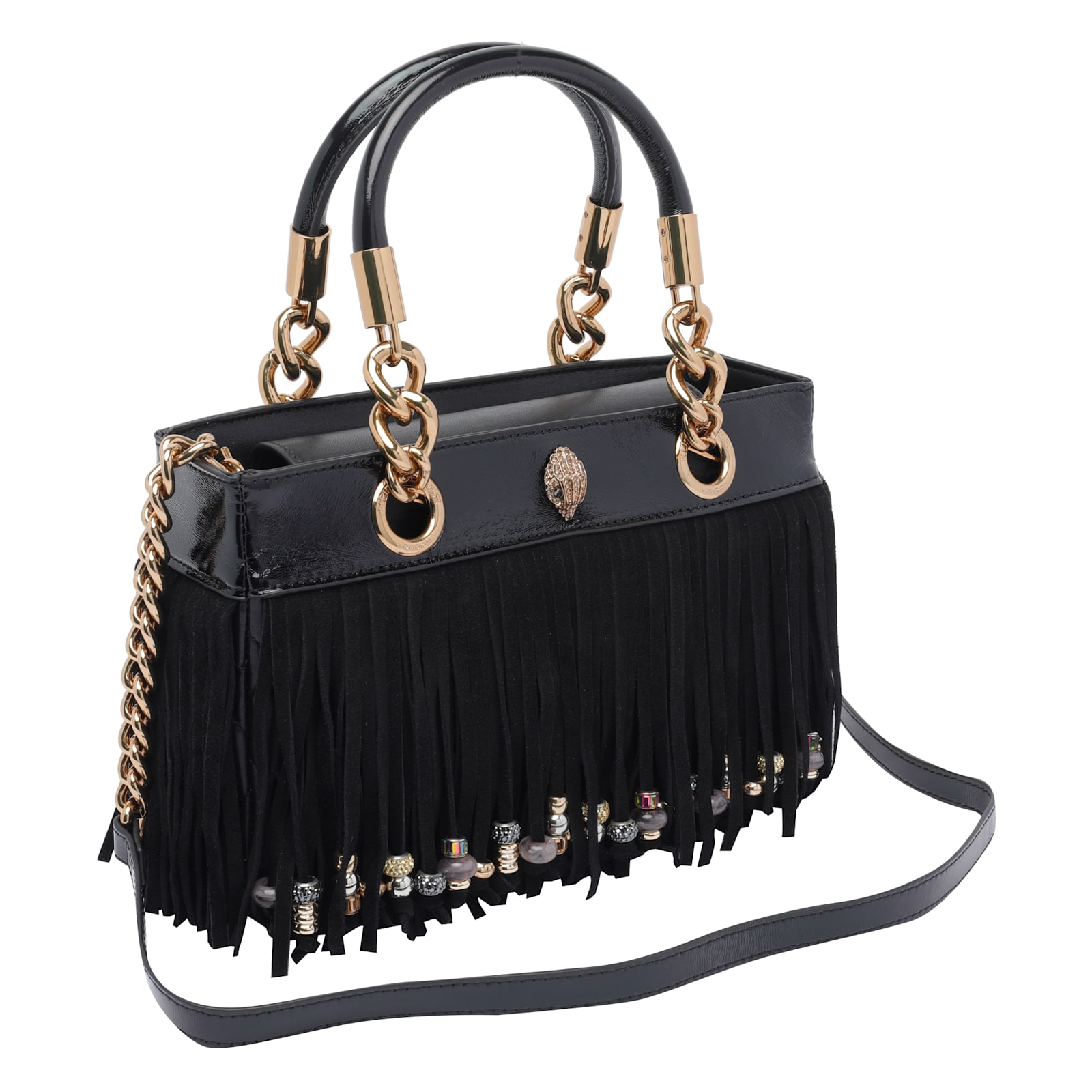 Kurt Geiger Fringe-embellished Chain-handle Tote Bag In Black