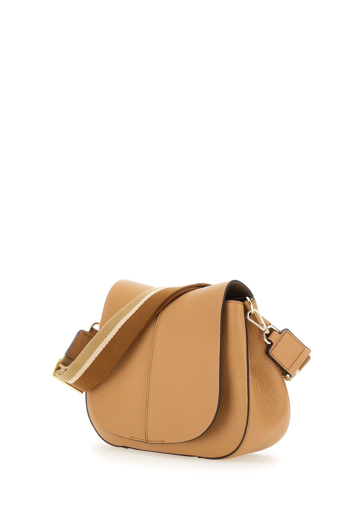 Shop Gianni Chiarini Helena Round Leather Bag In Beige