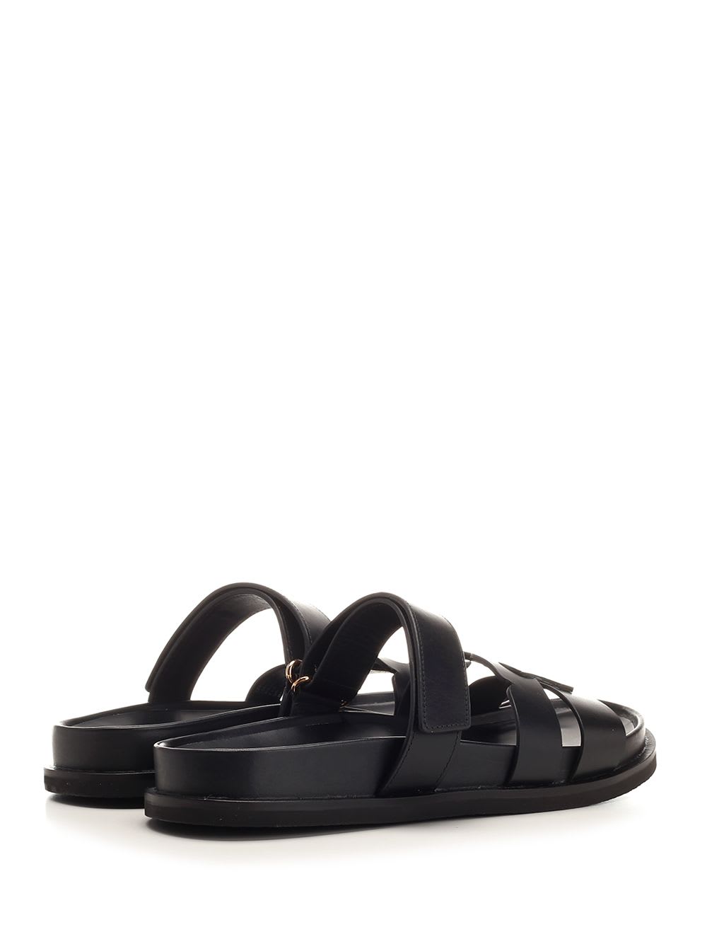 Tory Burch T Leather Sandals In Black