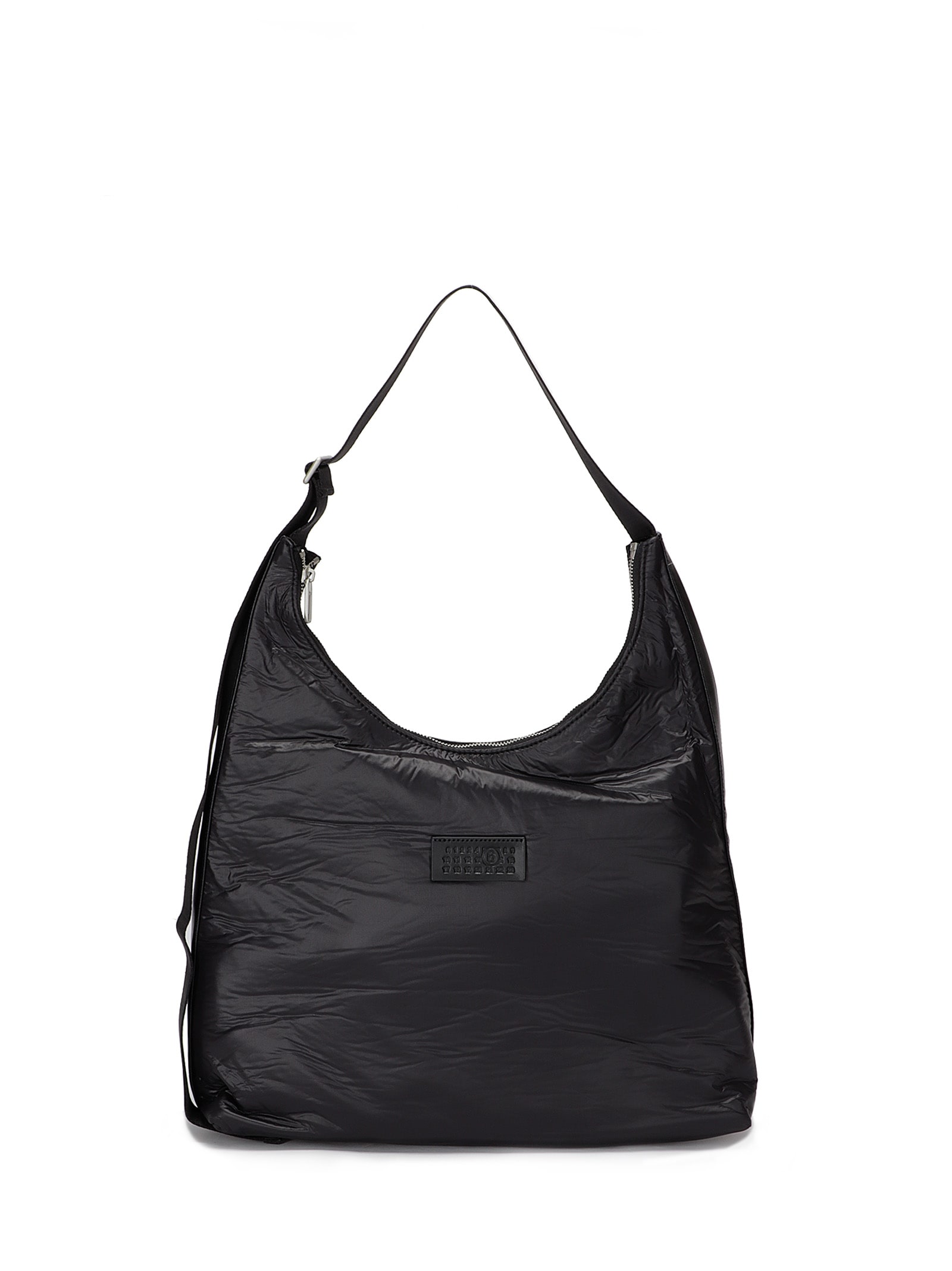 Shop Mm6 Maison Margiela Crunched Nylon Bag In Black