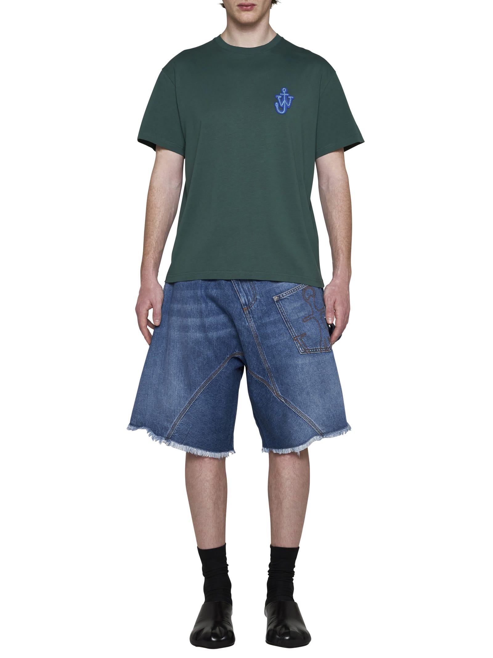Shop Jw Anderson Shorts In Light Blue Denim