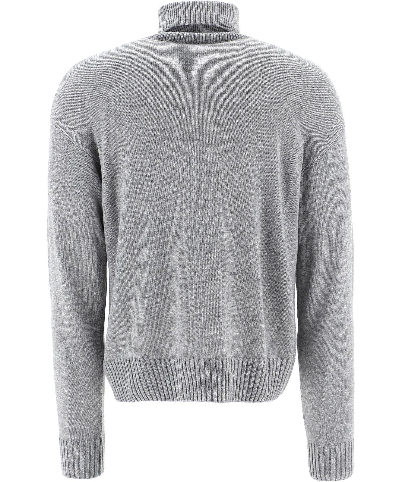 Shop Off-white Fine Knit Turtleneck Jumper In Grey