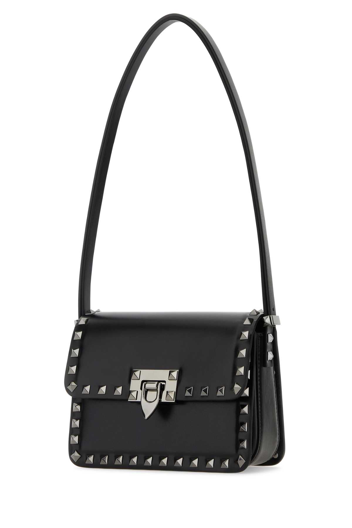 VALENTINO GARAVANI BLACK LEATHER ROCKSTUD23 SHOULDER BAGÂ