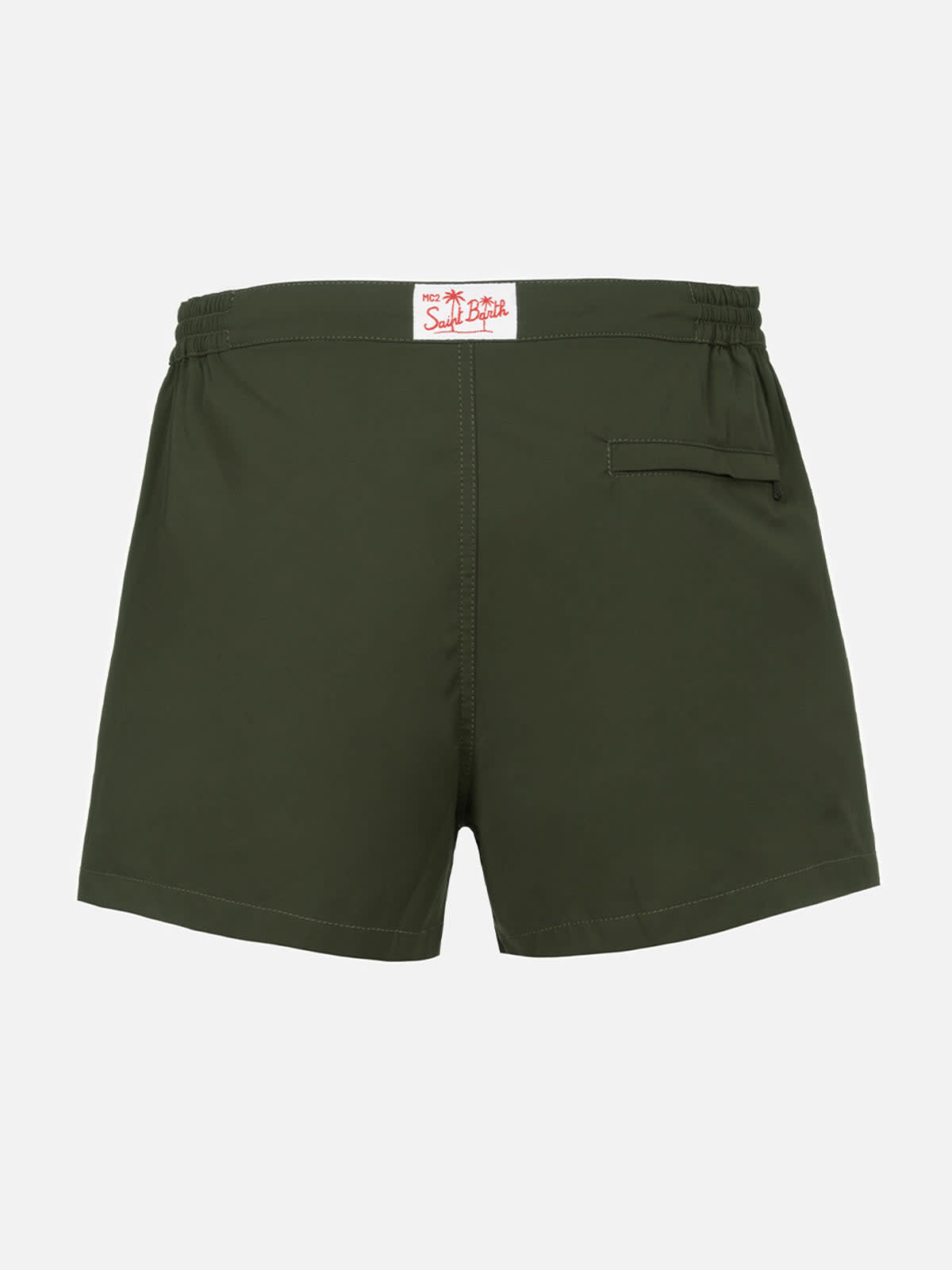 Mc2 Saint Barth Man Military Green Fitted Cut Swim Shorts Harrys In Green