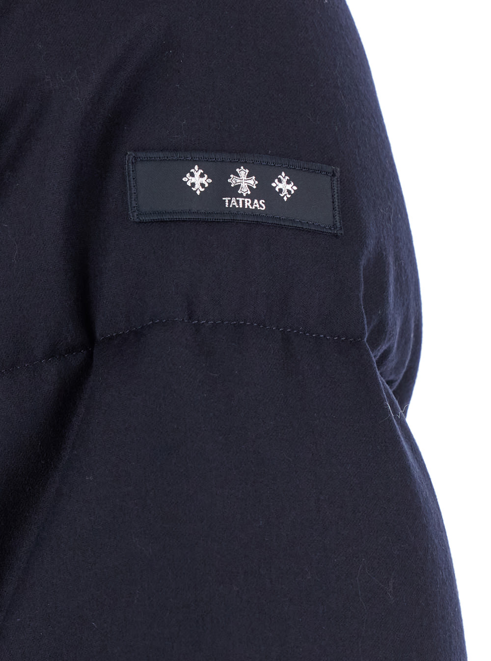 Tatras 'antoldo' Blue Down Jacket With Hood And Logo Patch In Blu