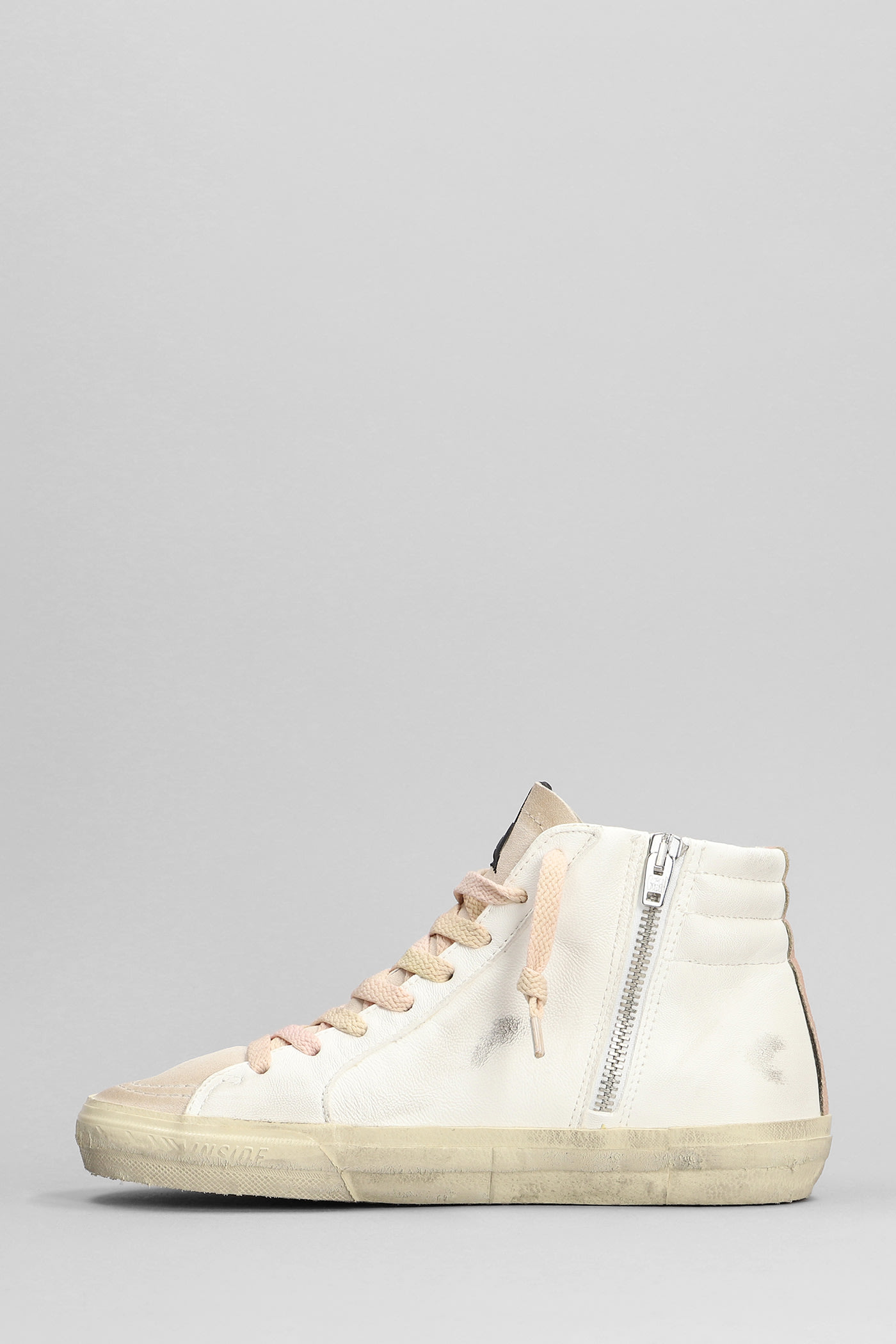 Shop Golden Goose Slide Sneakers In White Suede And Leather