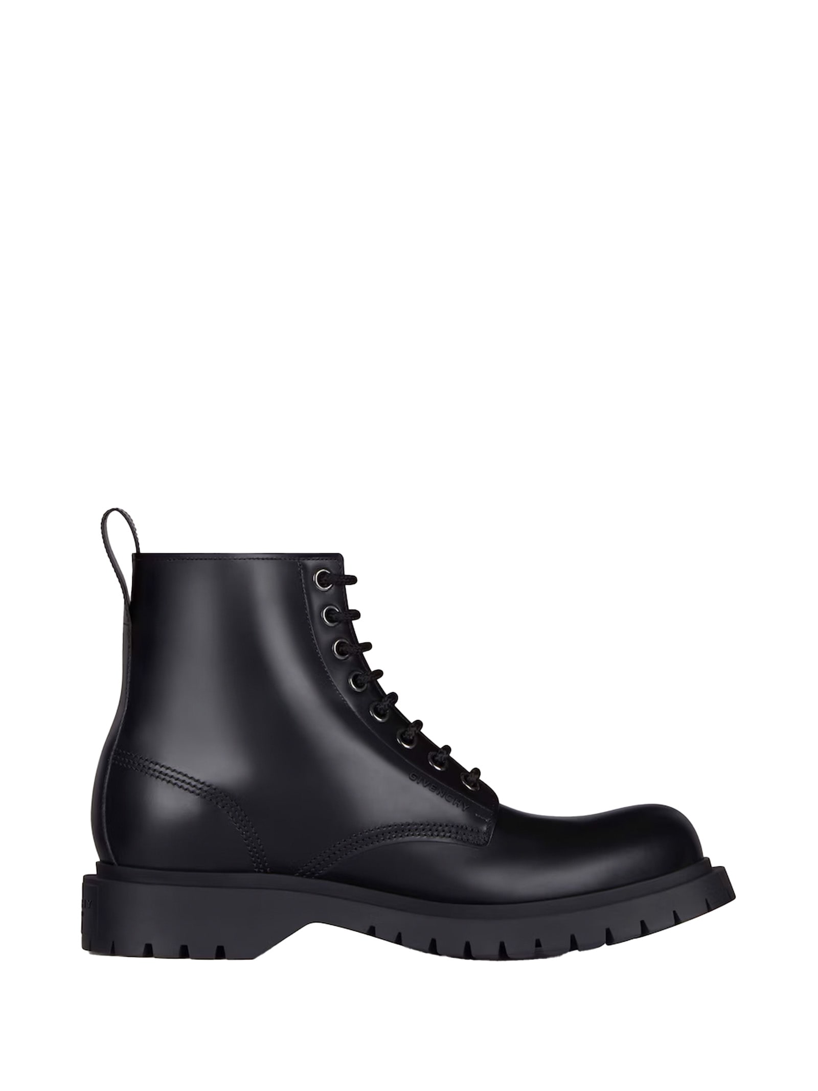 Givenchy Chunky Sole Leather Ankle Boots With Pull Tab In Black
