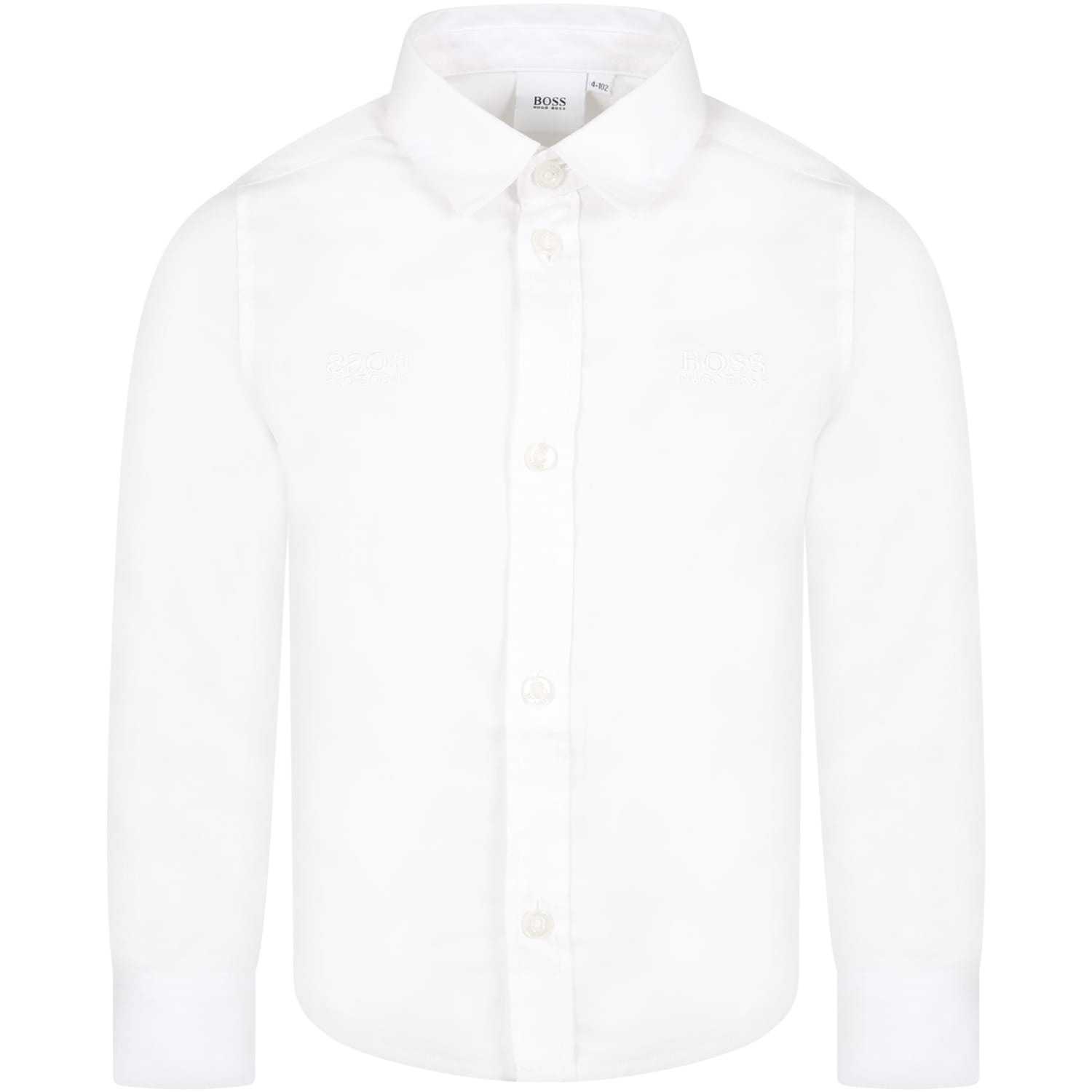 Hugo Boss Kids' White Shirt For Boy With Logo