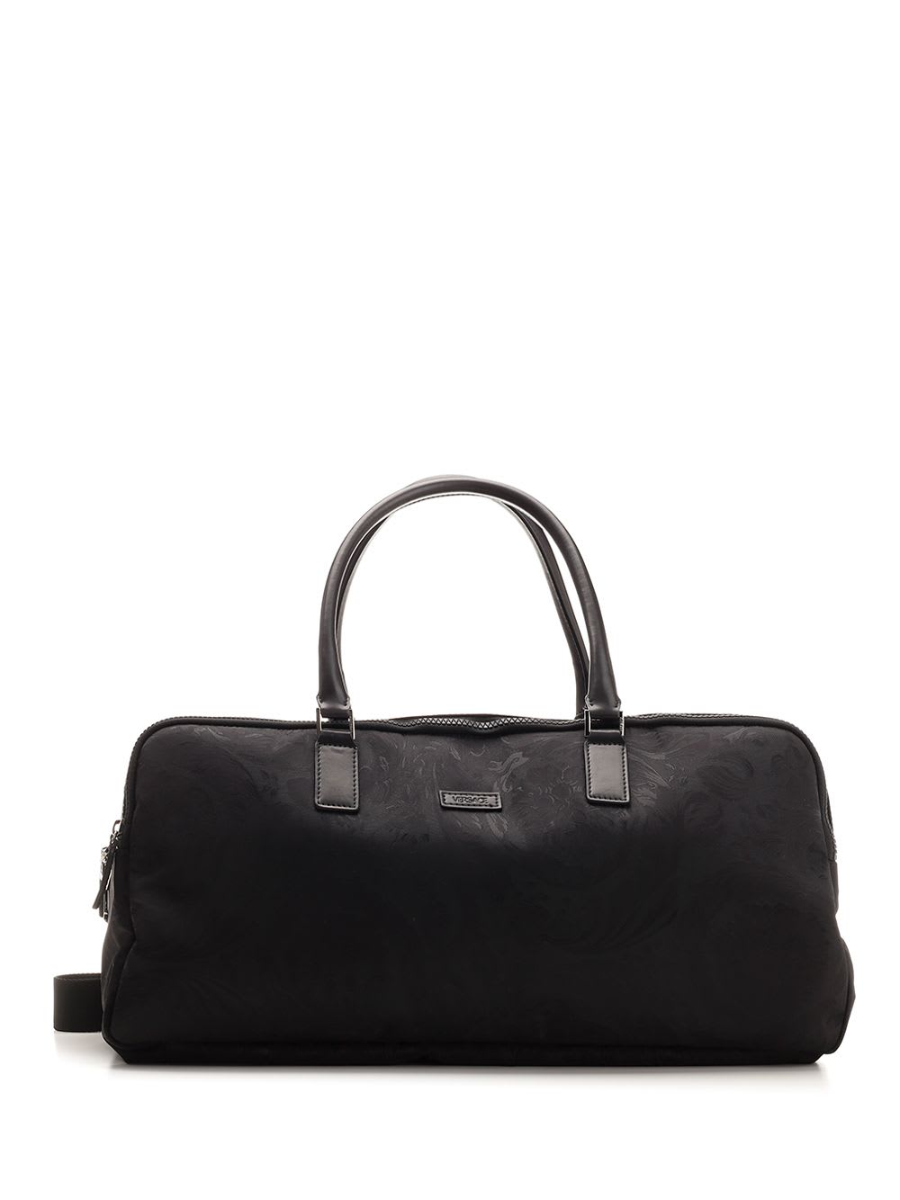 Shop Versace Neo Nylon Jacquard Travel Bag In Black