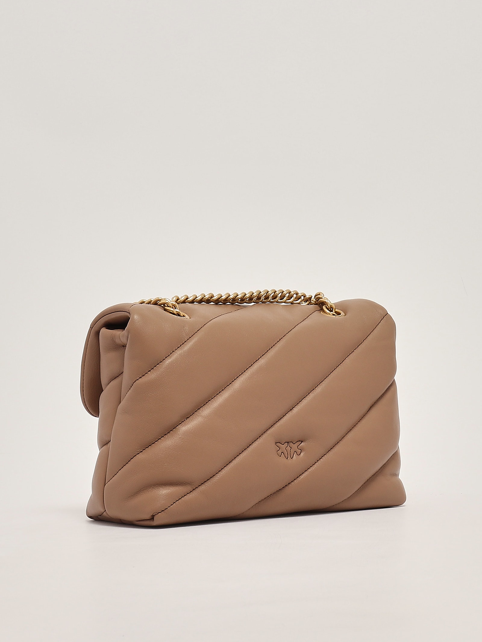 Shop Pinko Love Puff Classic Clutch In Biscotto