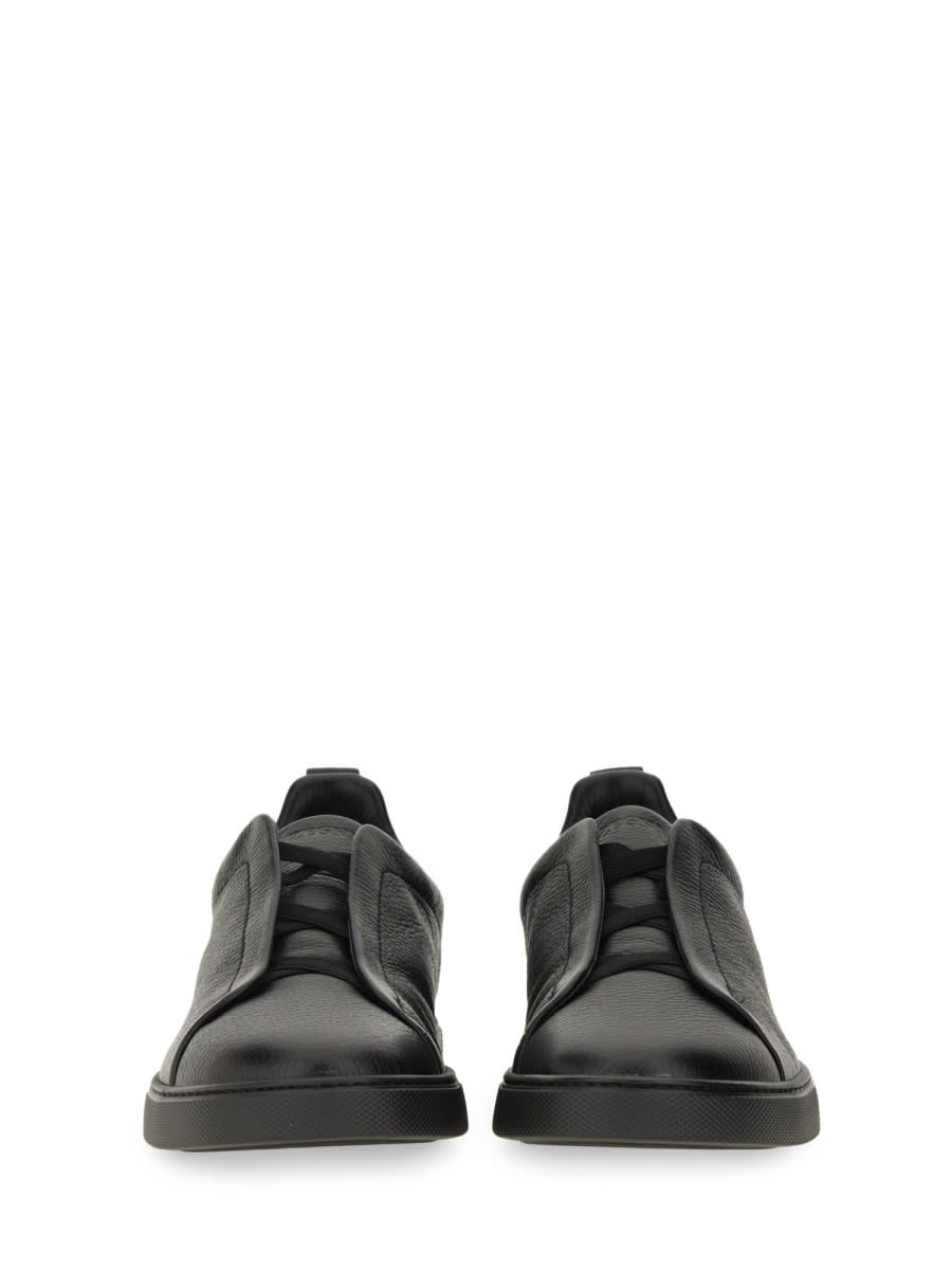 Shop Zegna Triple Stitch Sneaker In Black