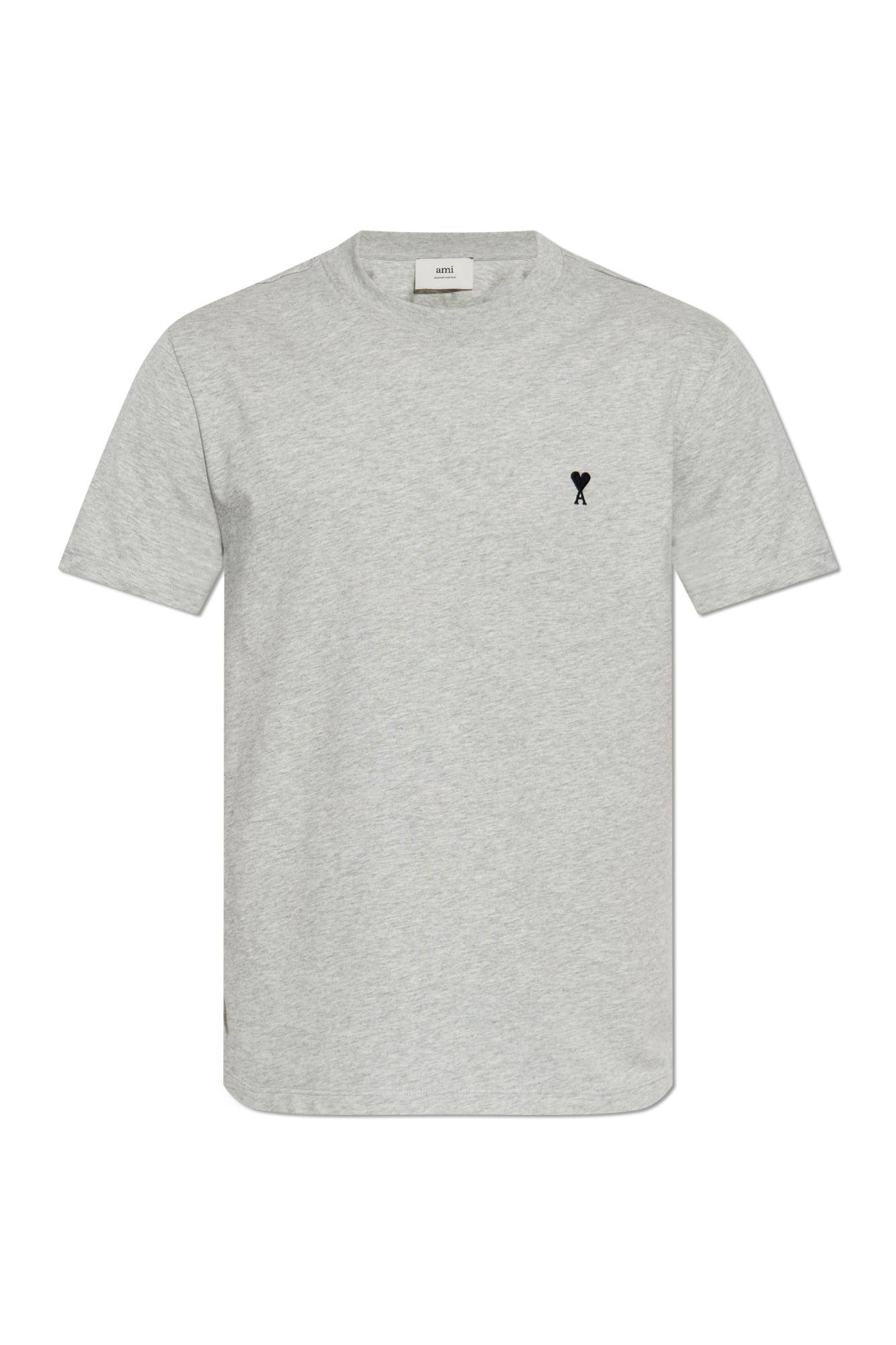 Ami Alexandre Mattiussi Ami De Coeur T-shirt In Organic Cotton Jersey In Gray