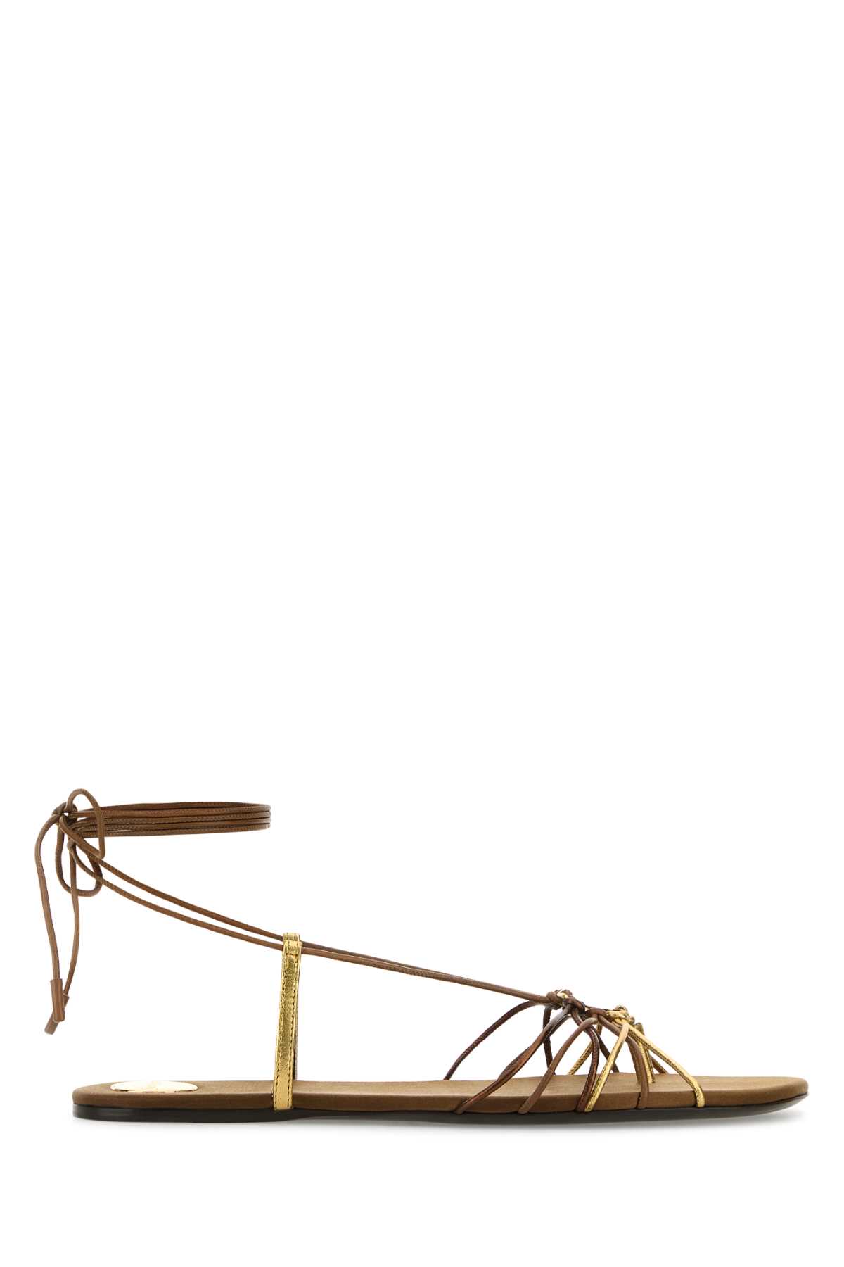Saint Laurent Babylone Sandals In Smooth And Metallic Leather