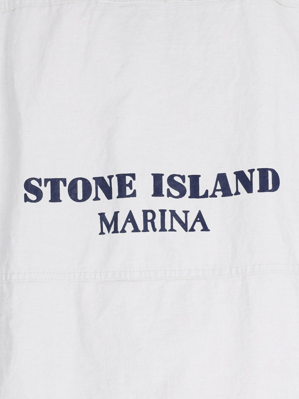 Shop Stone Island Linen Marina Jacket In White
