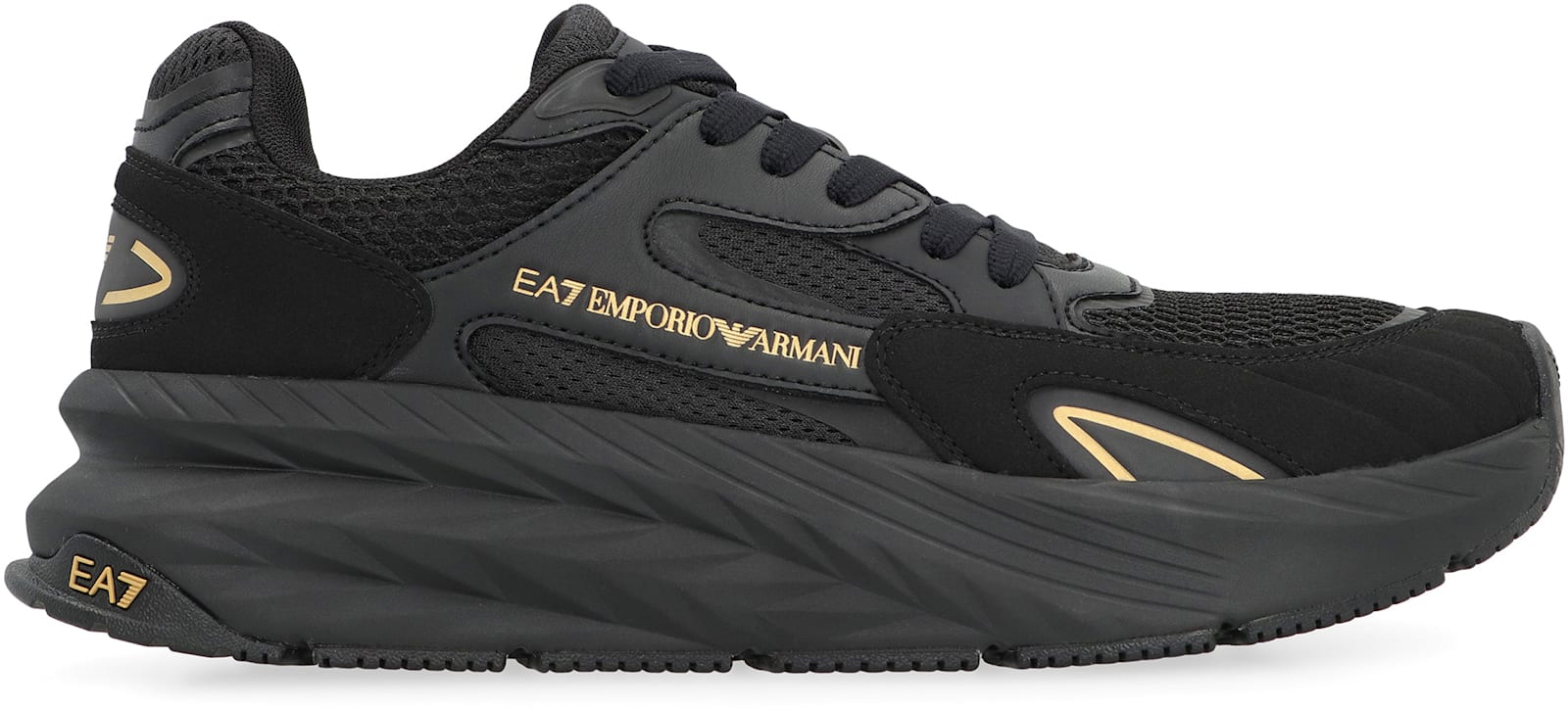 Ea7 Emporio Armani Mesh Sneakers In Black
