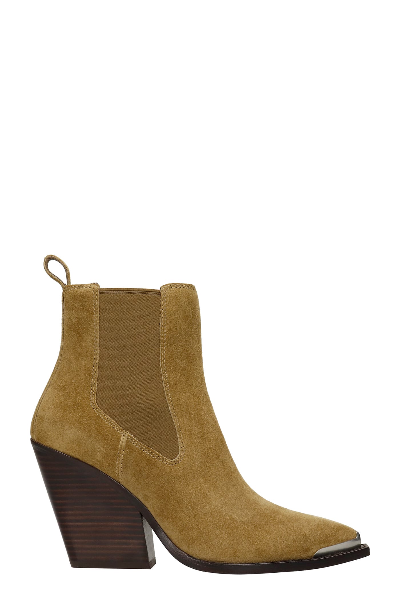 Ash Bowie Texan Ankle Boots In Brown Suede