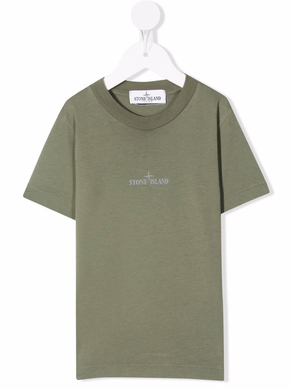 Stone Island Junior Kids Military Green T-shirt With Logo