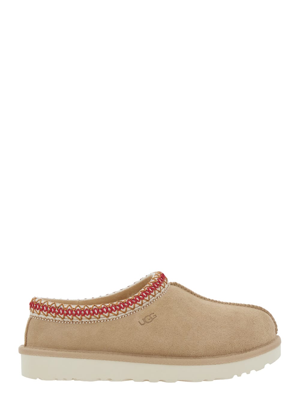 Tasman Beige Plaited Hem Mules In Suede Woman