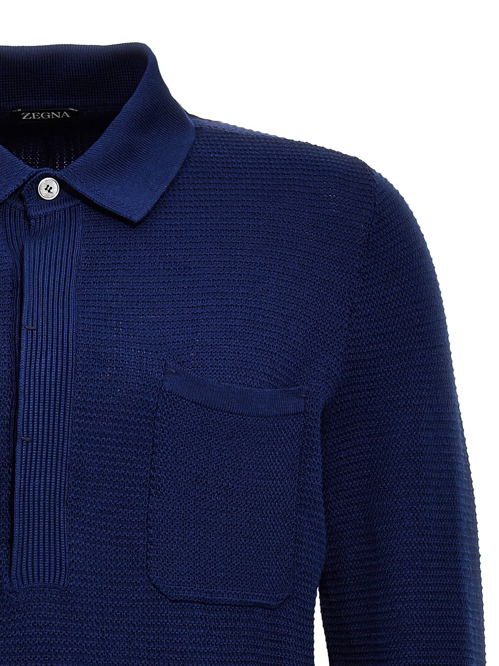 Shop Zegna Polo Sweater In Blue
