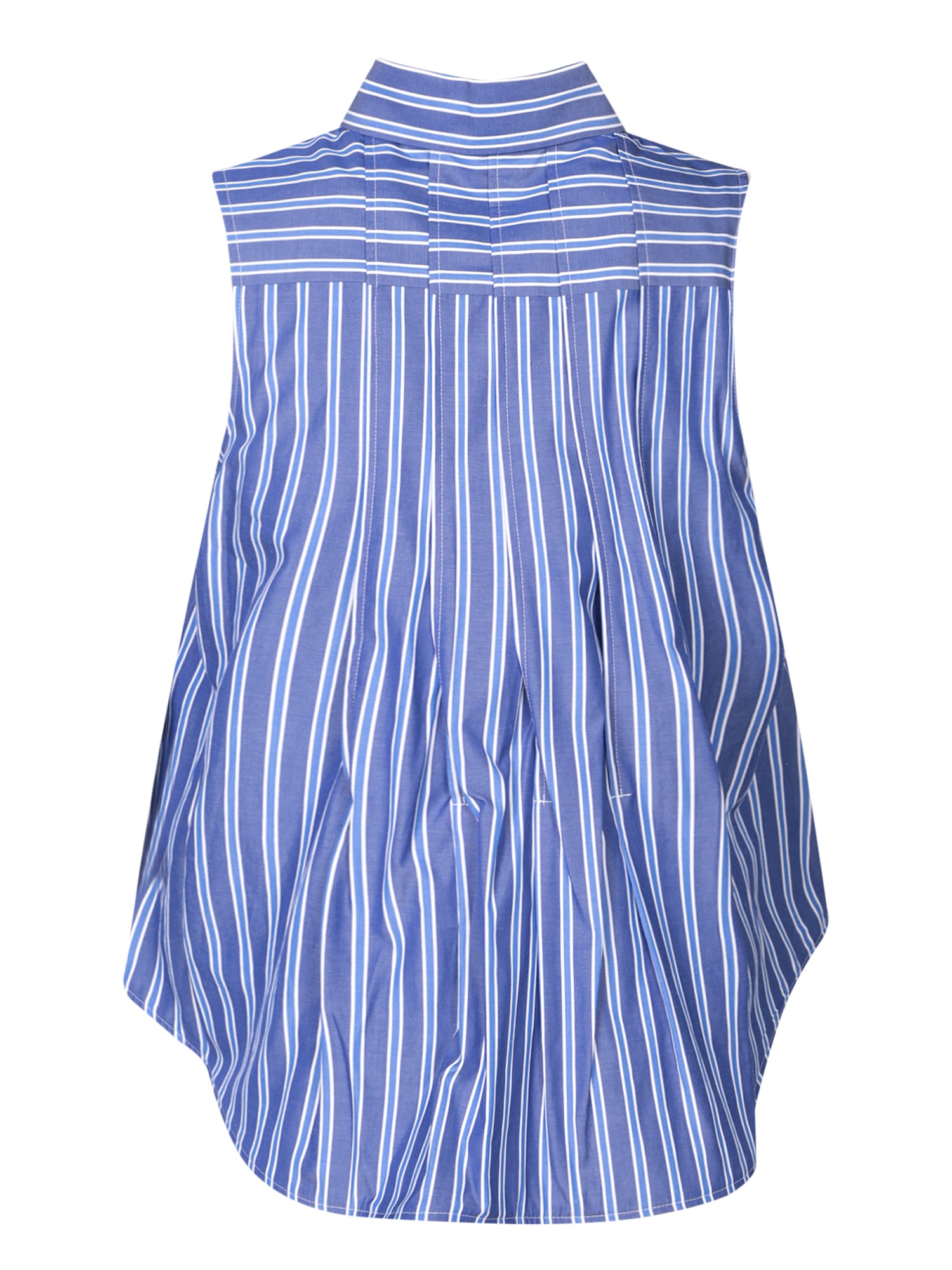 Shop Sacai Sleeveless Shirt In White And Light Blue Stripes In Multi