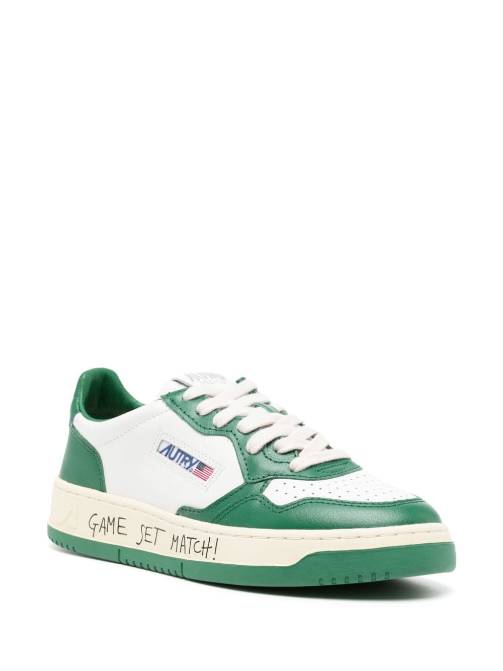Autry Low Top Panelled Sneakers With Flatform Sole In Green