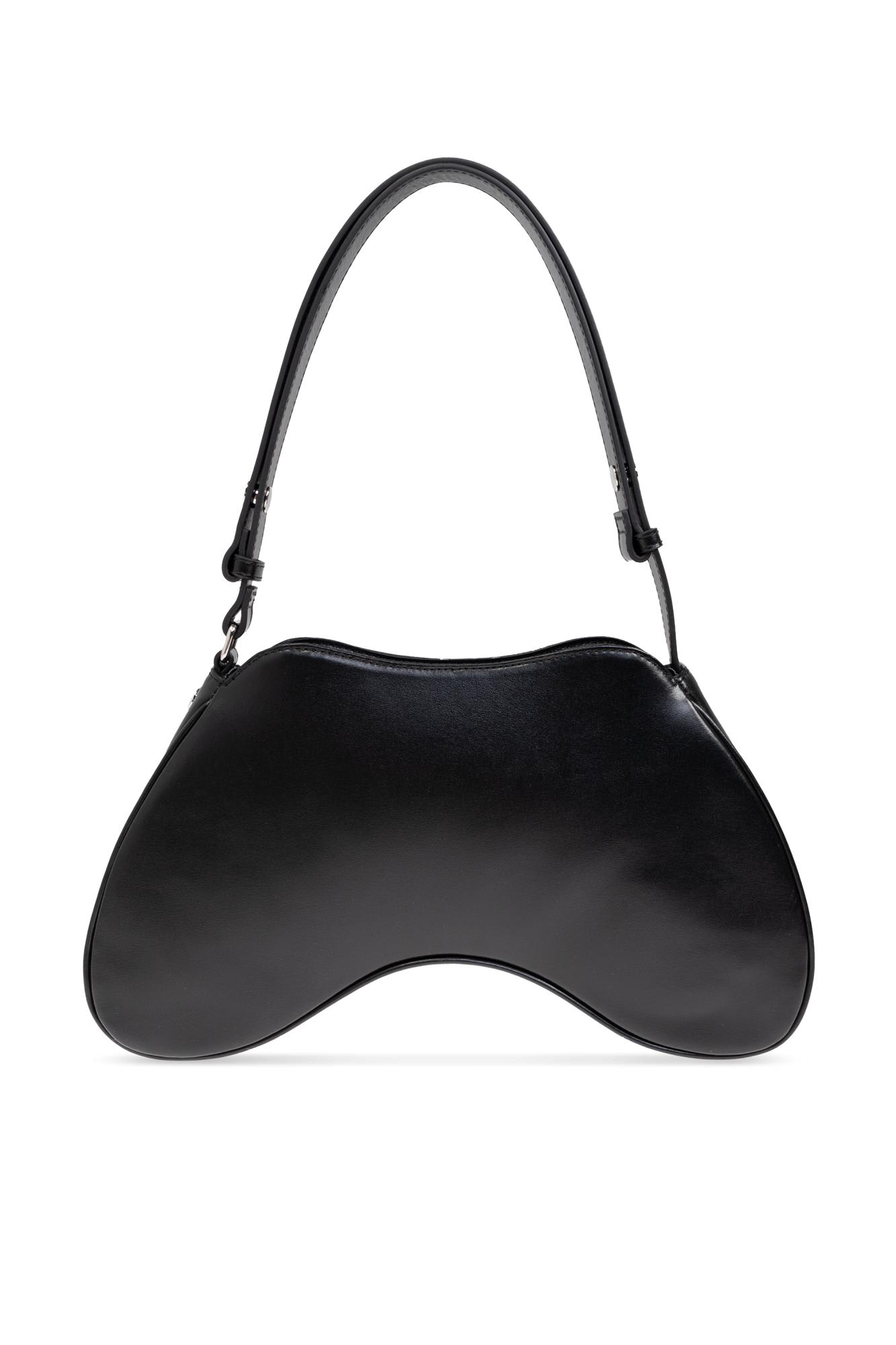 Diesel Curved Leather Handbag With Adjustable Strap