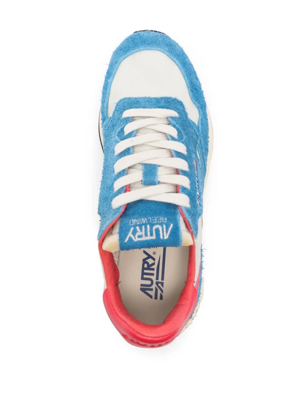 Shop Autry Reelwind Low Sneakers In Blue And Red Nylon And Suede