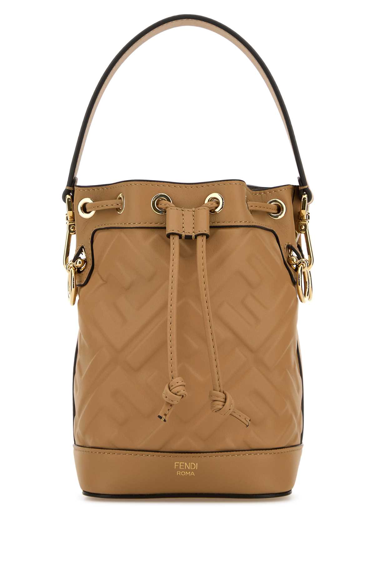 Shop Fendi Beige Leather Mon Tresor Bucket Bag In Mielescuroorosoft