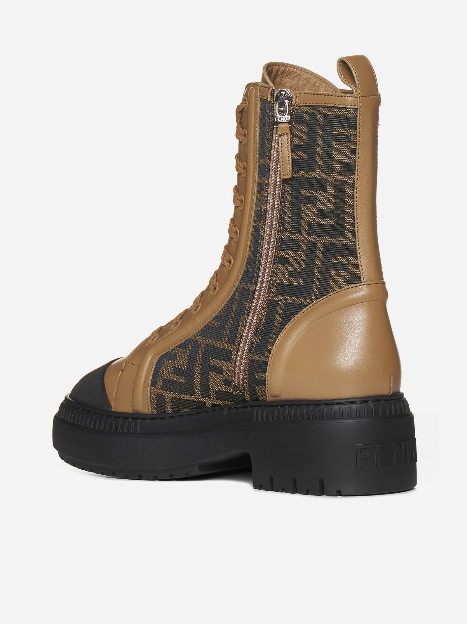 Fendi Logo Sock Sneaker Boots In Brown