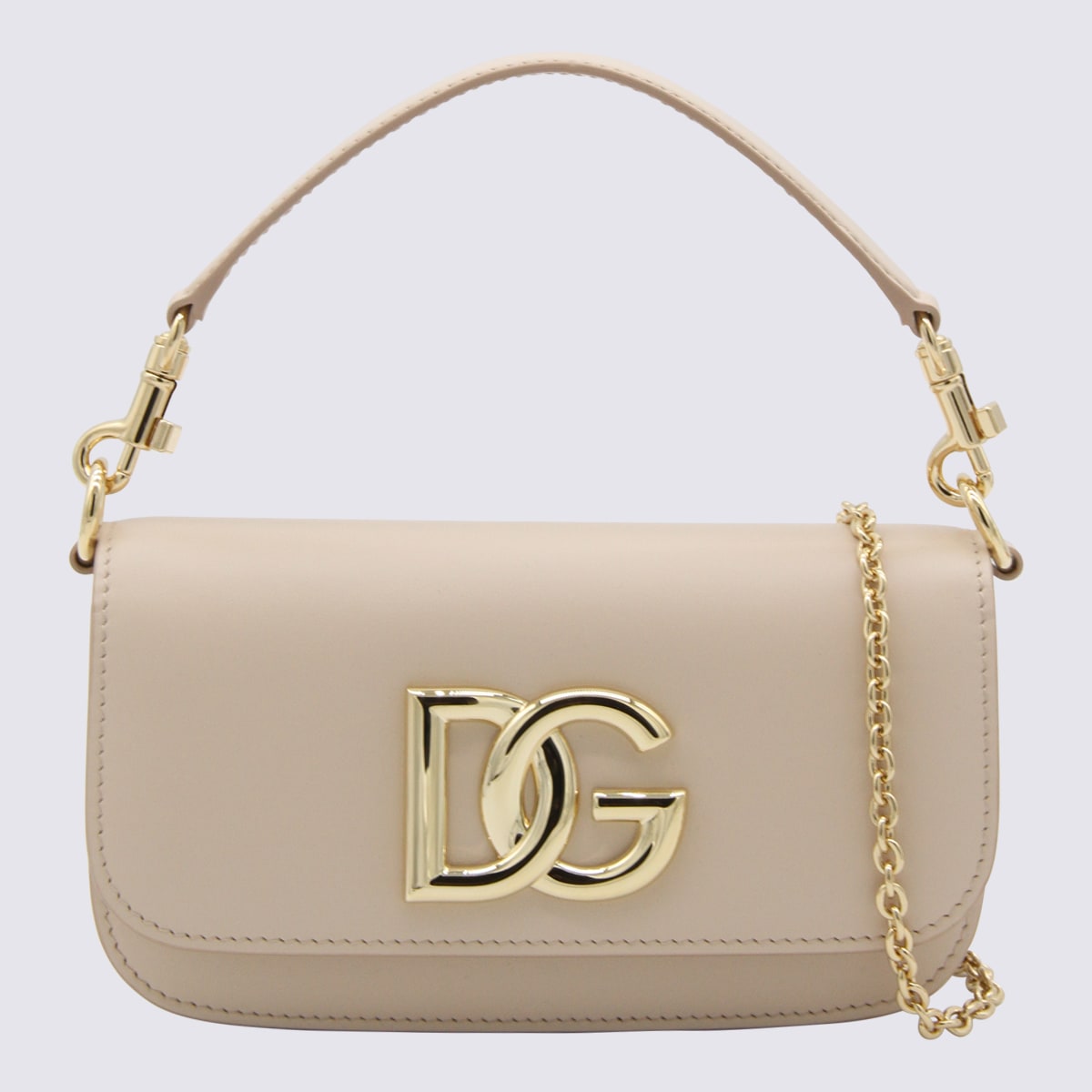 Dolce & Gabbana Beige Leather 3.5 Shoulder Bag In Pink