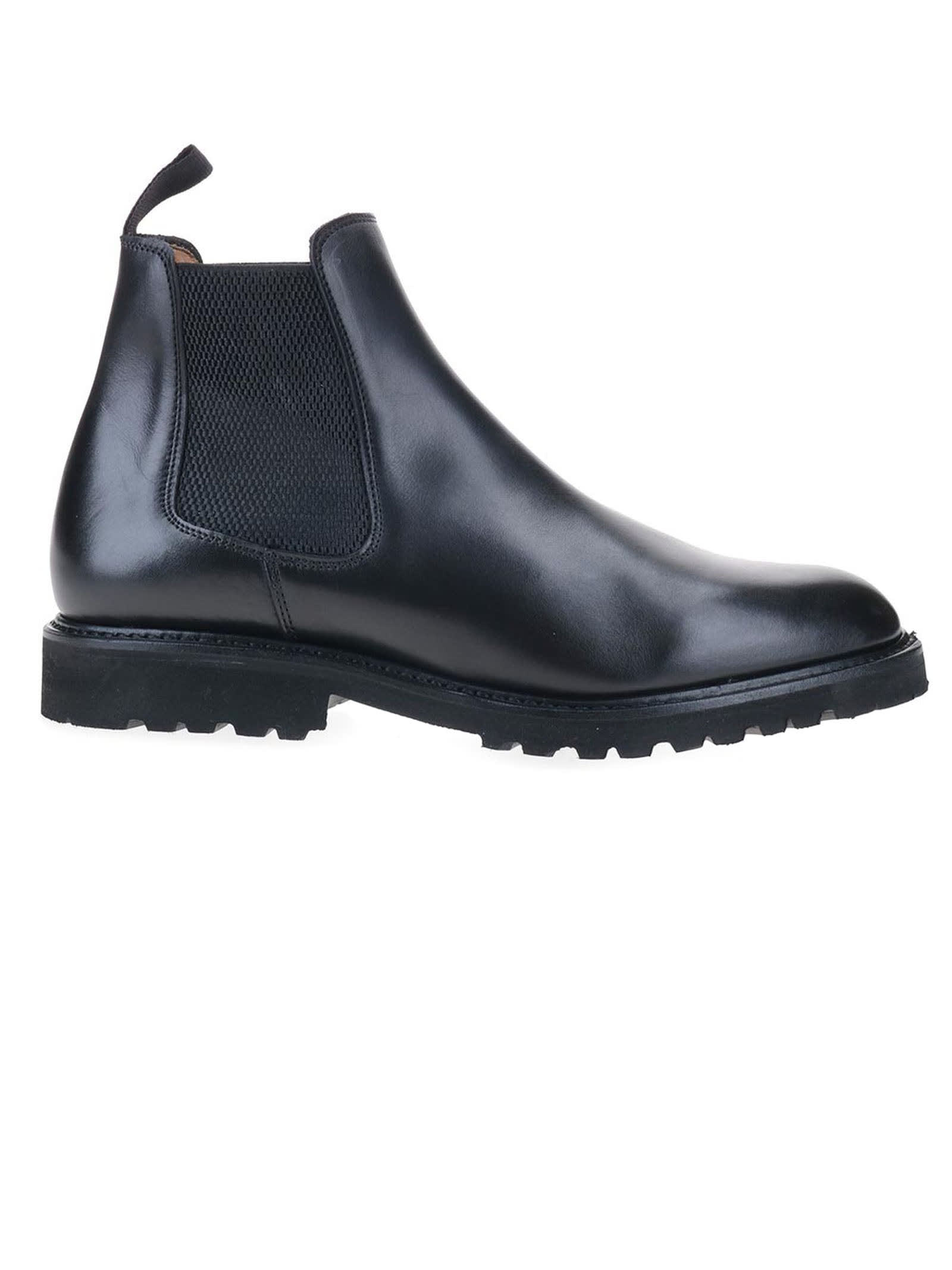 1707 Black Leather Chelsea Ankle Boot