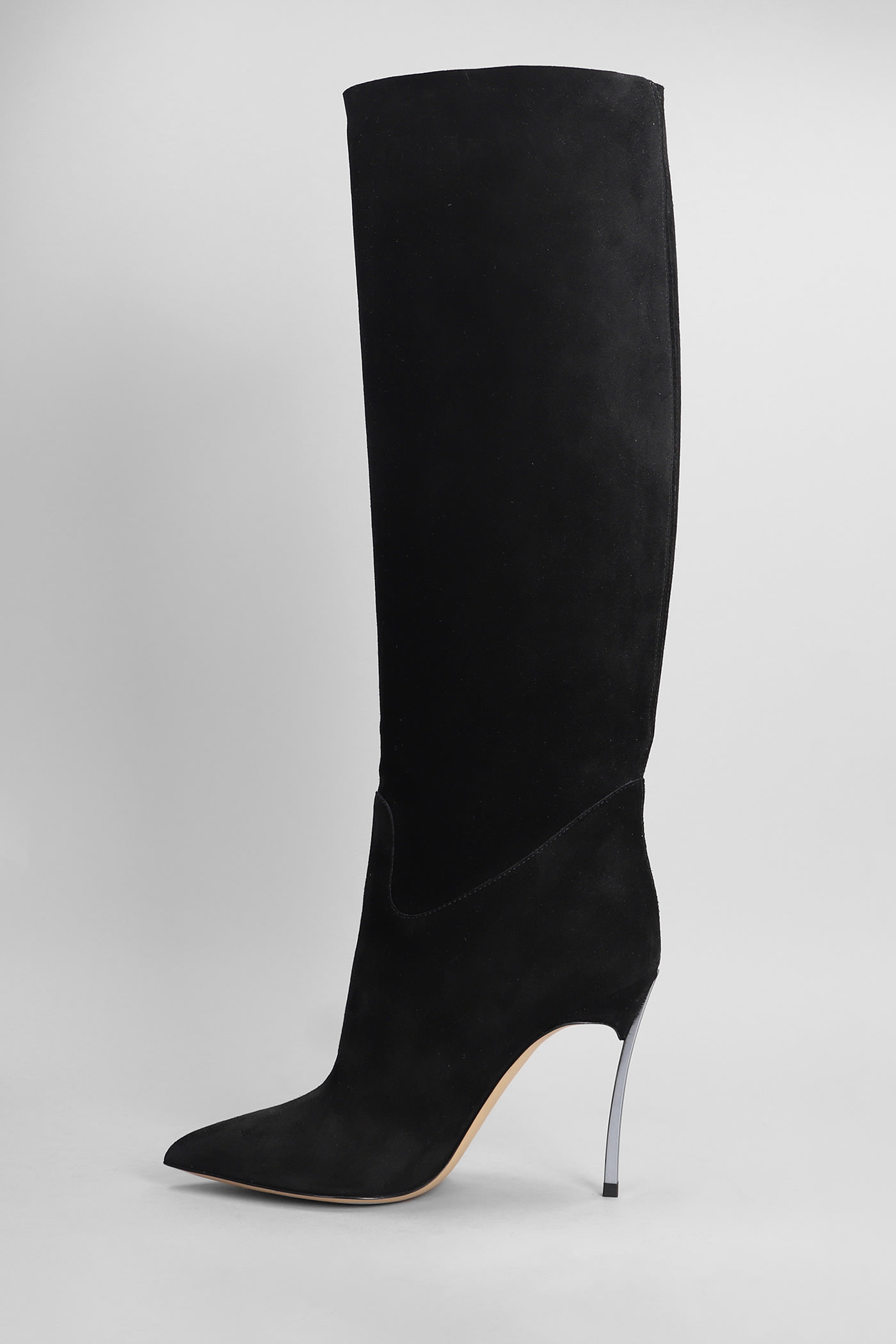 Shop Casadei Blade High Heels Boots In Black Suede