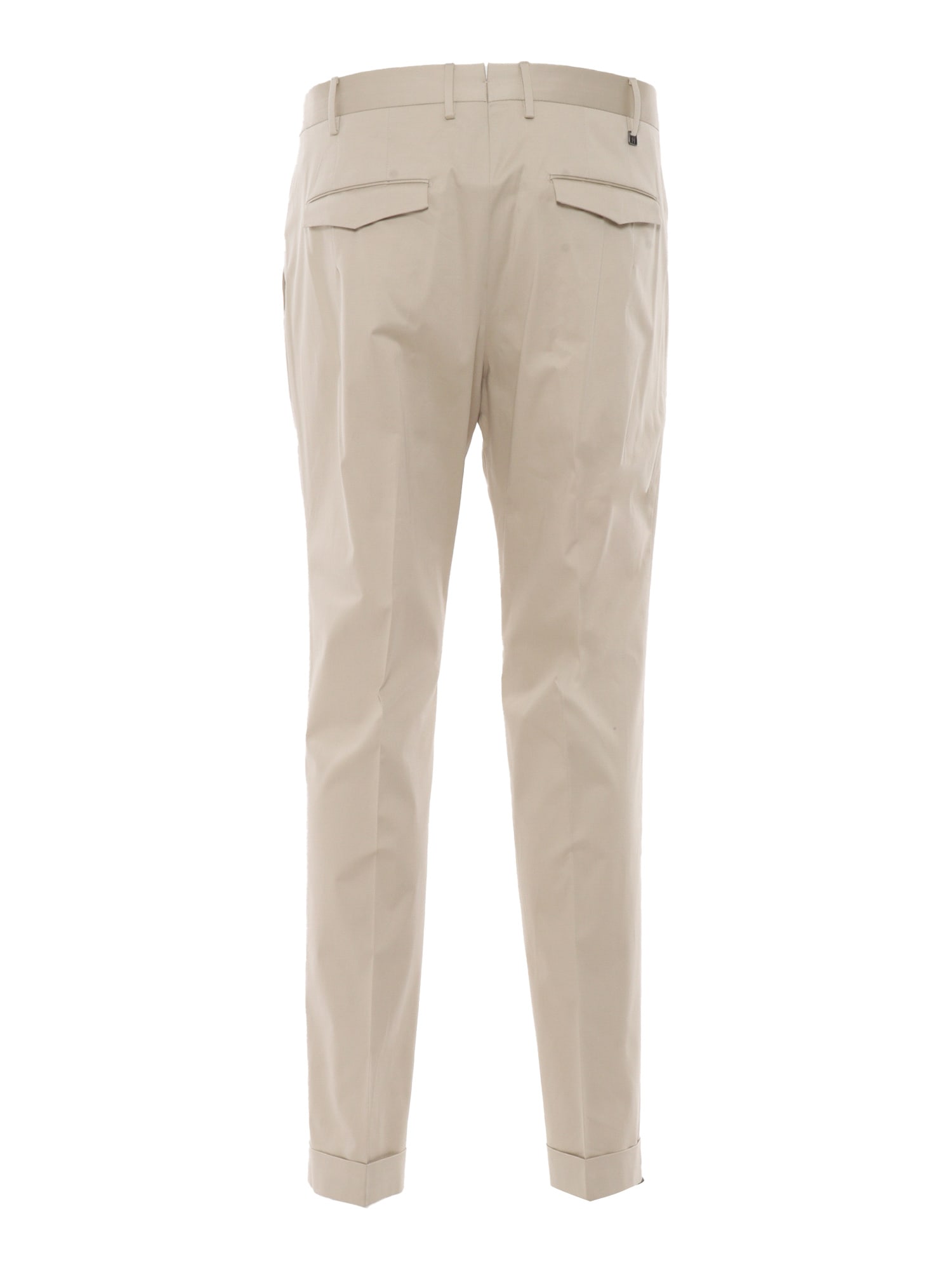 Shop Pt Torino Trousers - Master, 1 Pleat, Diagonal Pockets, Flap Back Pockets, Turn-up In Beige