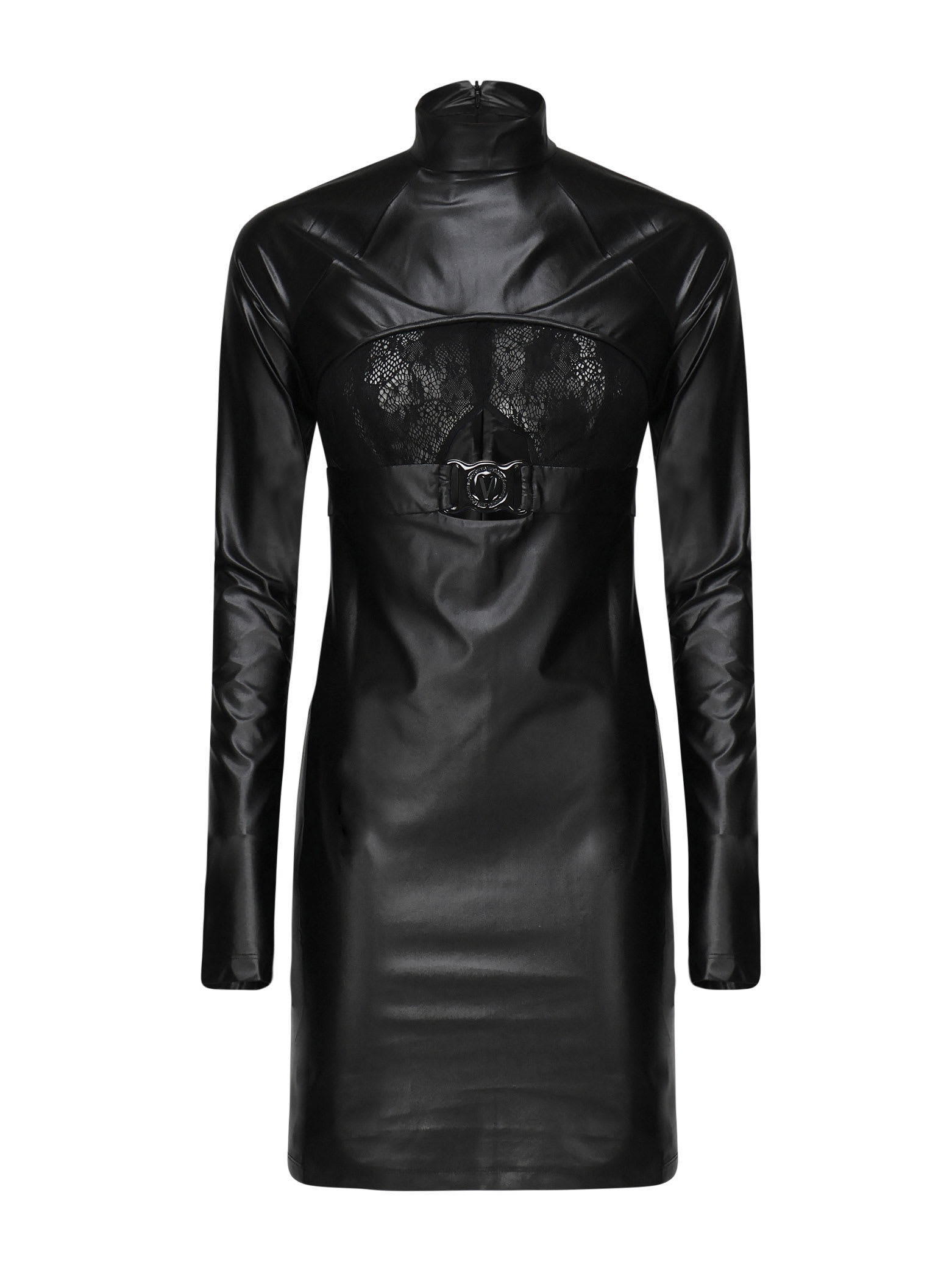 Versace Jeans Couture Short Dress With Front Cut-out In Black