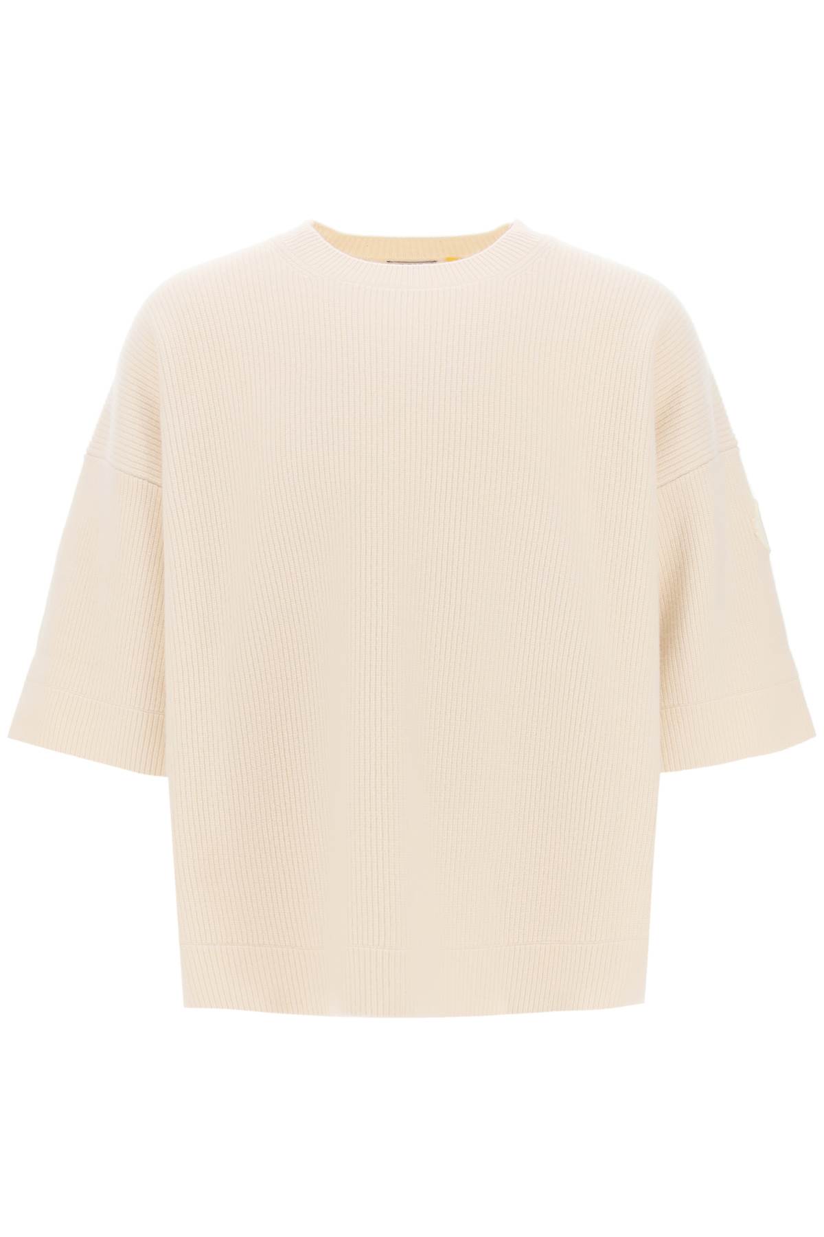 Shop Moncler Genius Short-sleeved Wool Sweater In White