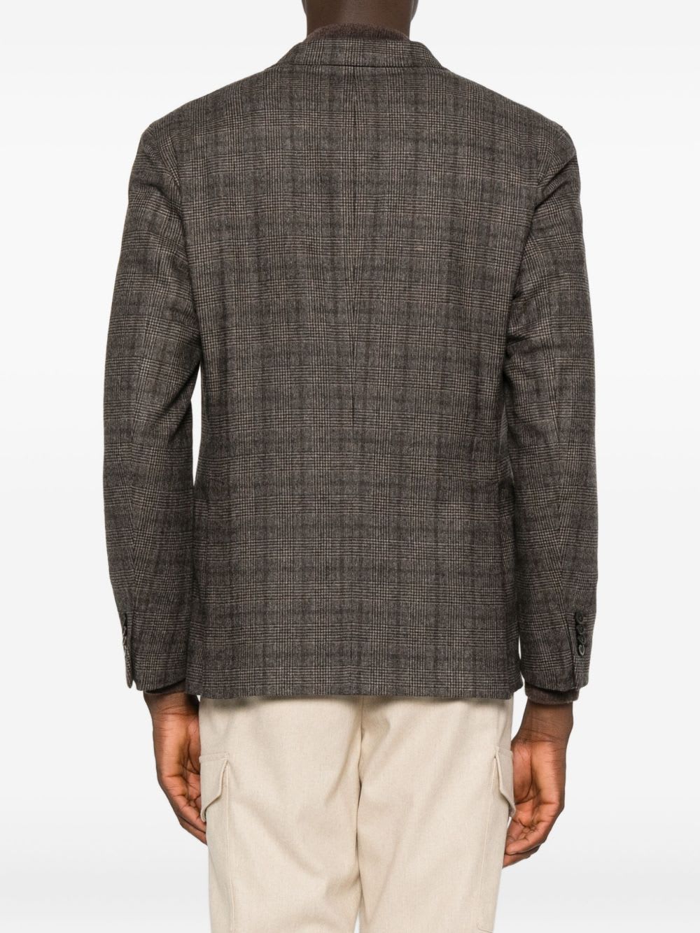 Boglioli Double-breasted Wool Blend Check Blazer In Brown