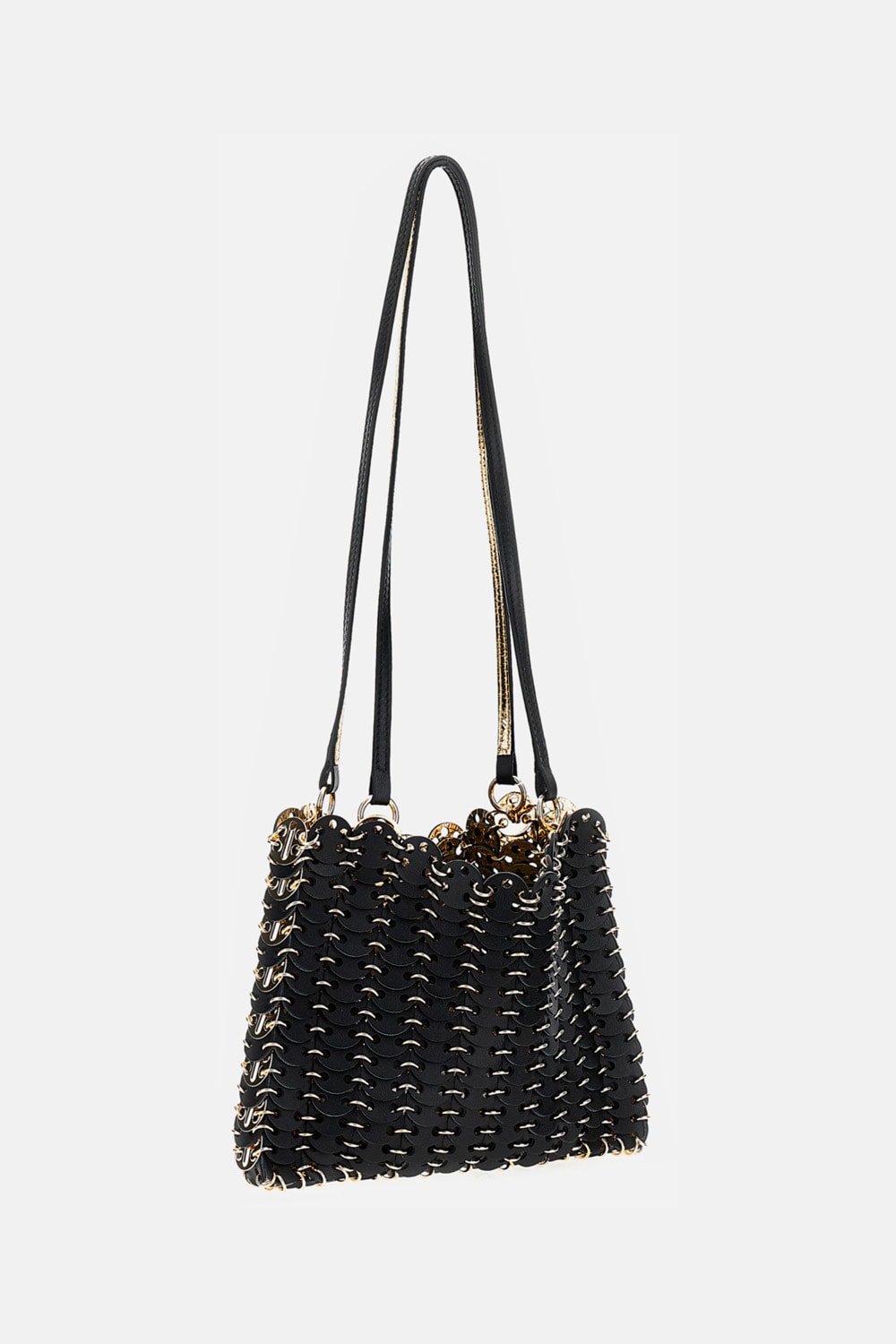 Rabanne Sac A Main Leather Disc Link Shoulder Bag In Black