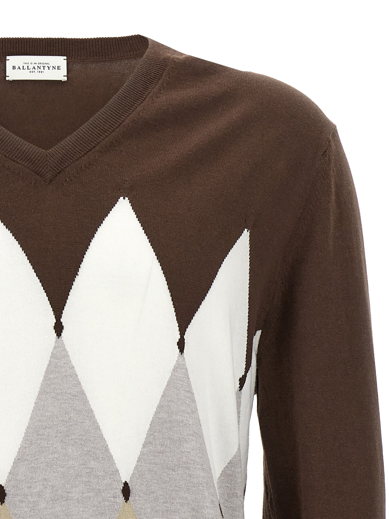 Ballantyne Argyle Sweater In Brown